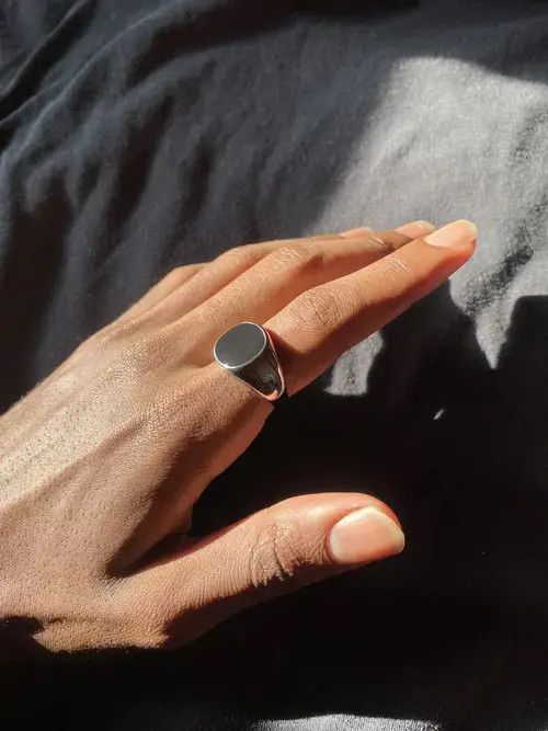 Jewelry Stainless Steel Black Gem Ring Size ONE SIZE - 4 Thumbnail