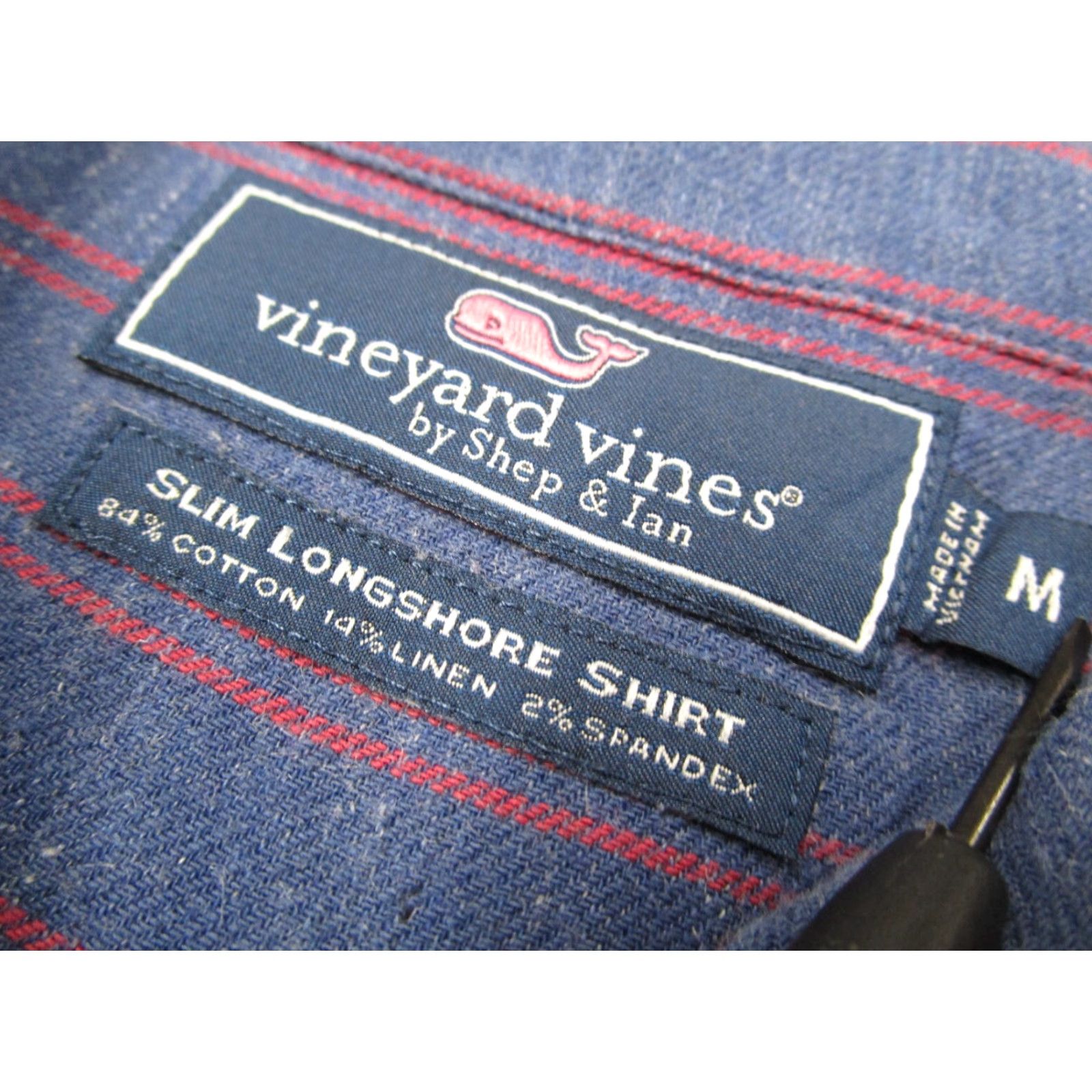Vineyard Vines Vineyard Vines Longshore Shirt Mens Medium Blue Slim Fit Button Up Linen Blend Shirt Size US M / EU 48-50 / 2 - 3 Thumbnail