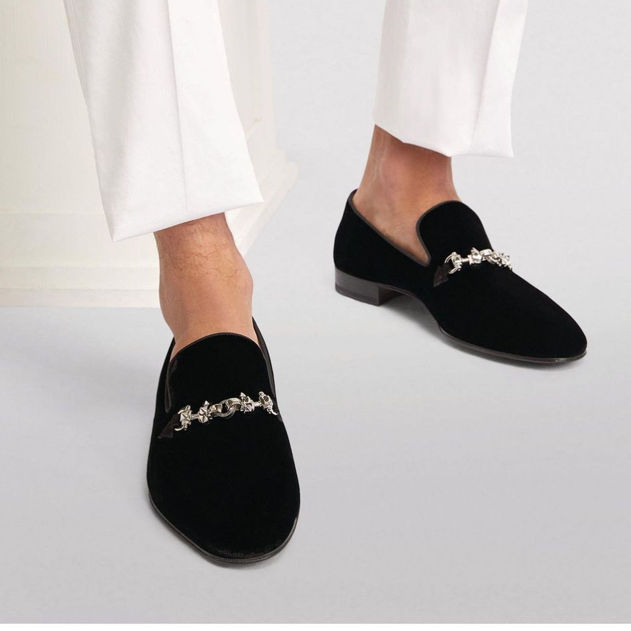 Christian Louboutin o1s1wg110125 Equiswing Leather Loafer in Black Size US 7 / EU 40 - 4 Thumbnail
