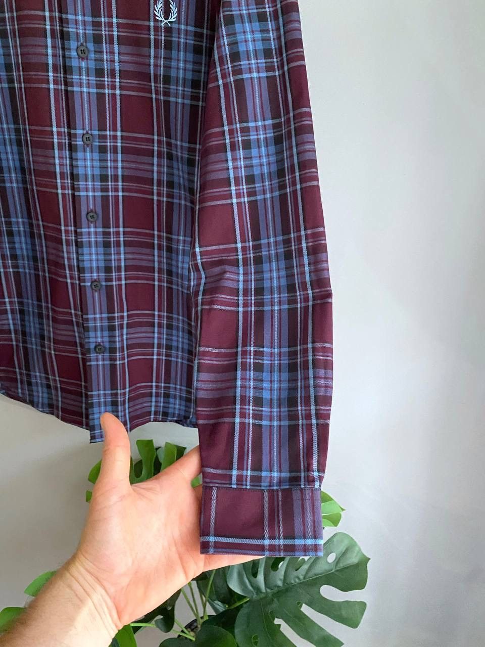 Fred Perry Fred Perry Men's Burgundy/Blue Tartan Winter Shirt, Size S Size US S / EU 44-46 / 1 - 9 Thumbnail