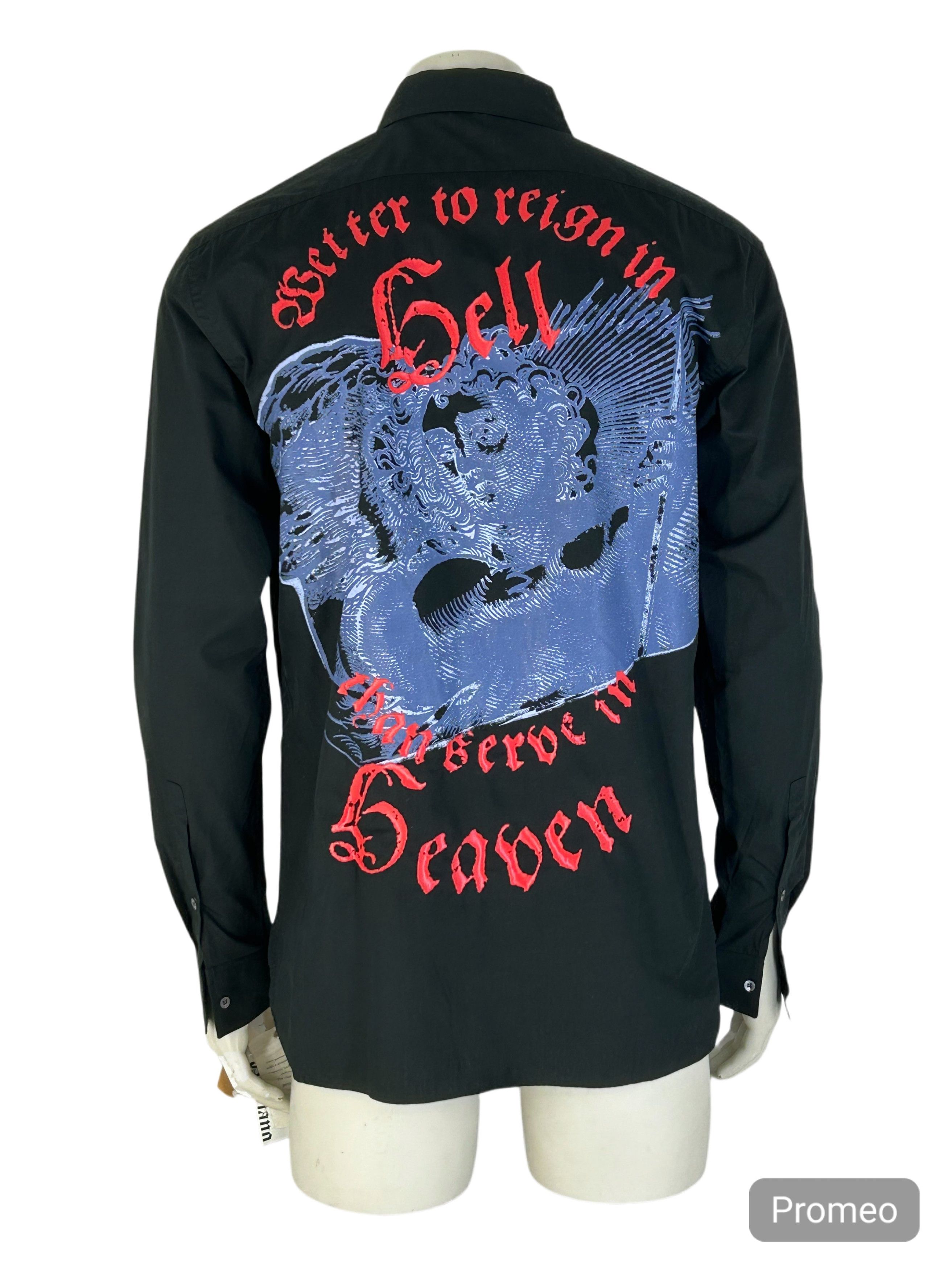 John Galliano JohnGalliano Black Cotton Shirt With Printed Graphic On Back Size US XXL / EU 58 / 5 - 3 Thumbnail