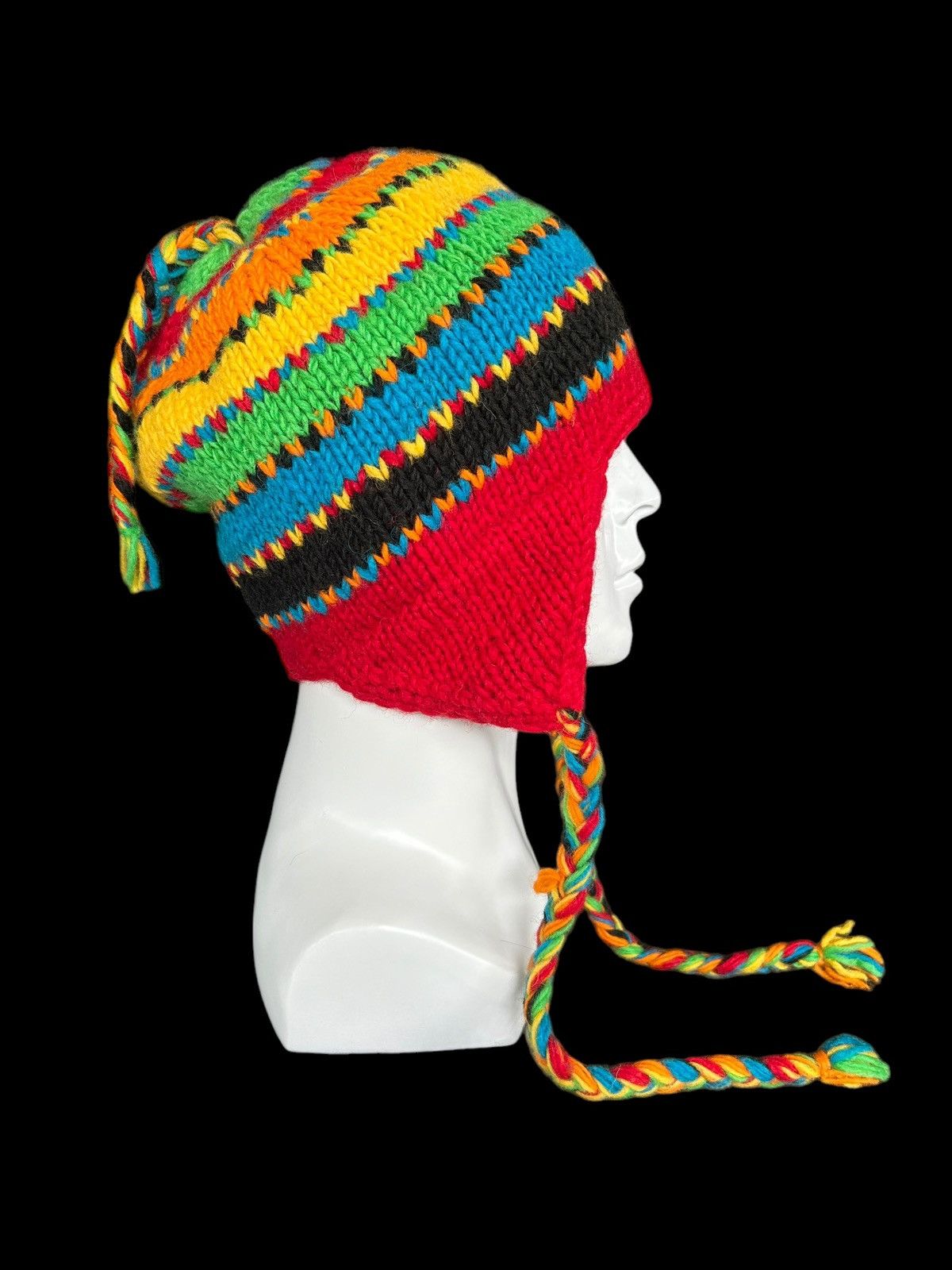 Japanese Brand × Kapital × Vintage Hippies Style Crochet Knitted Handmade Wool Beanie Hats ☠️🌈 Size ONE SIZE - 4 Thumbnail