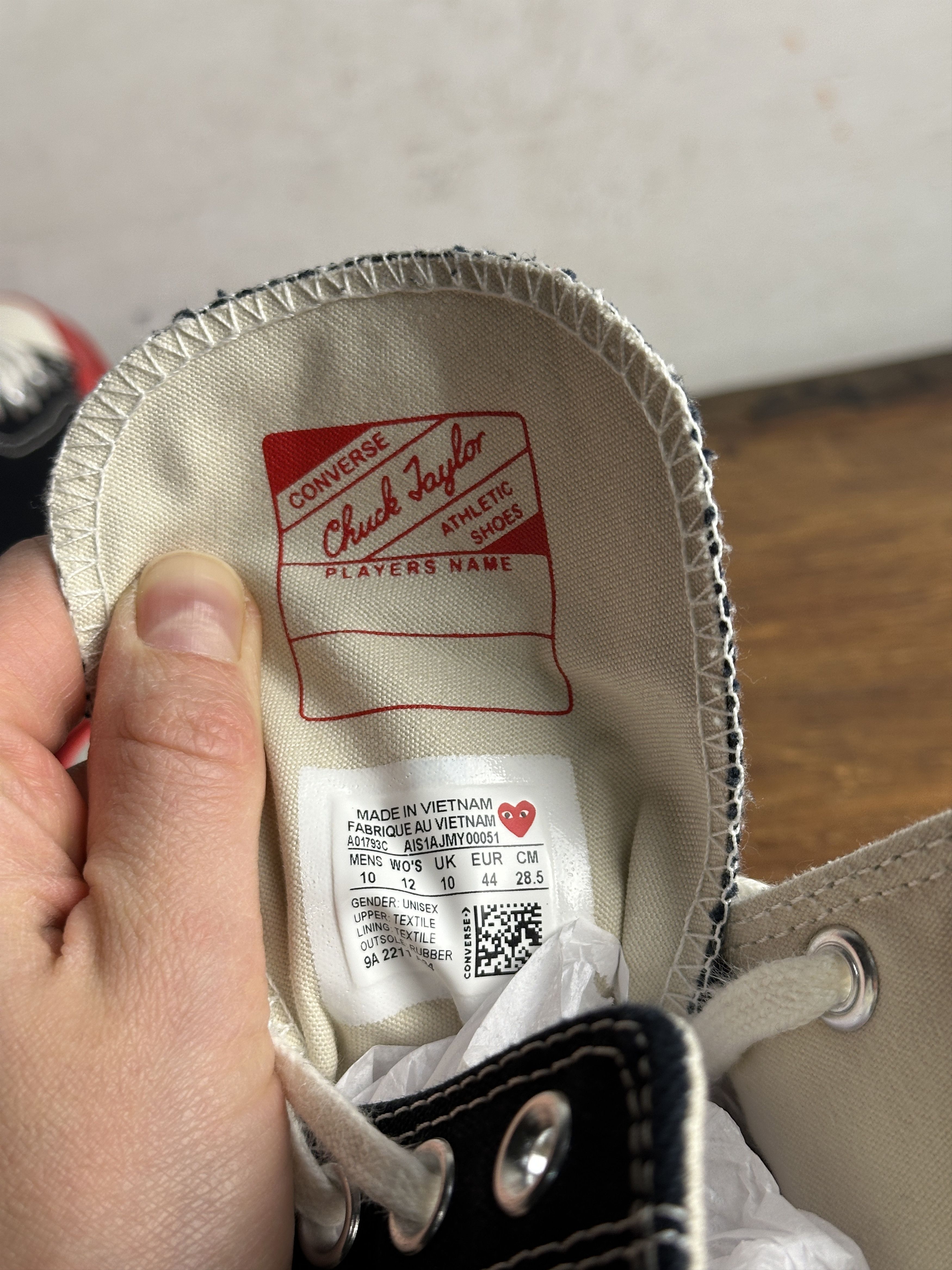Comme des Garcons Comme des Garçons Play x Chuck 70 High 'Black Red' Sneakers Size US 10 / EU 43 - 11 Thumbnail