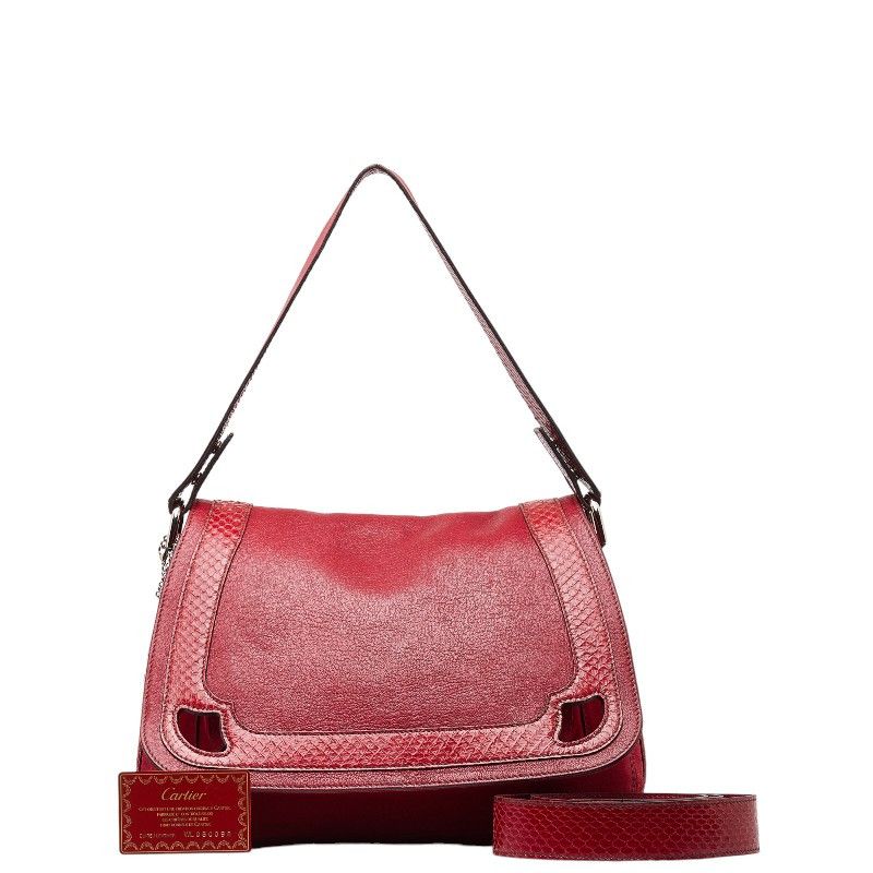 image of Cartier Leather Marcello De Cartier Shoulder Bag in Red, Women's