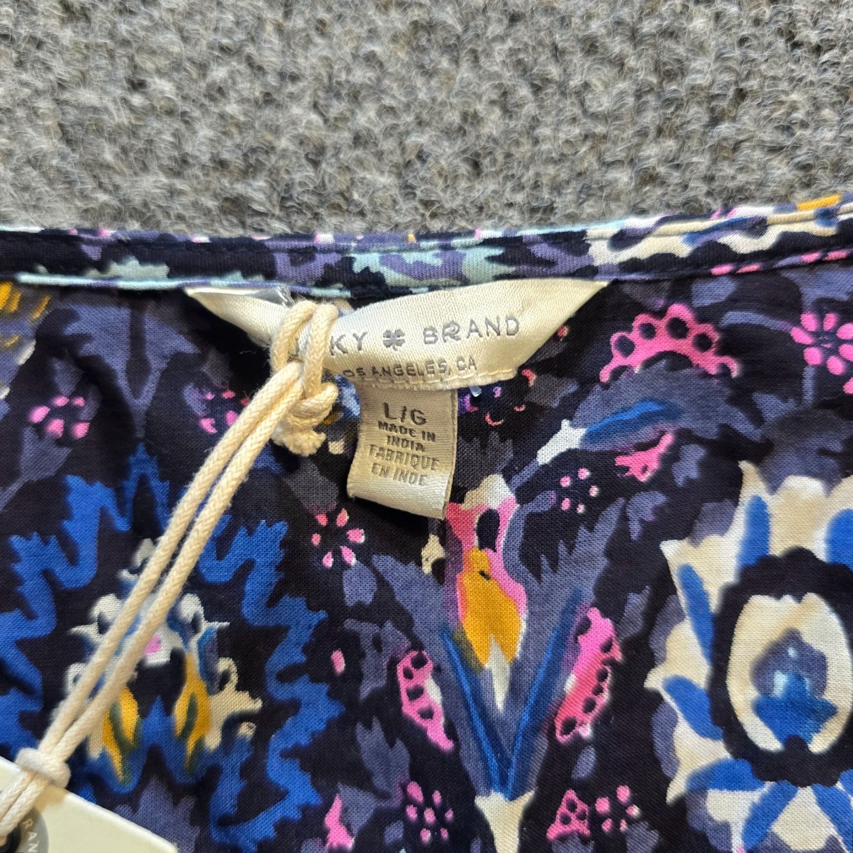Lucky Brand Lucky Brand Top Womens Large Blue Button Long Sleeve Boho Hippie Artsy Casual Shirt Size L / US 10 / IT 46 - 4 Thumbnail