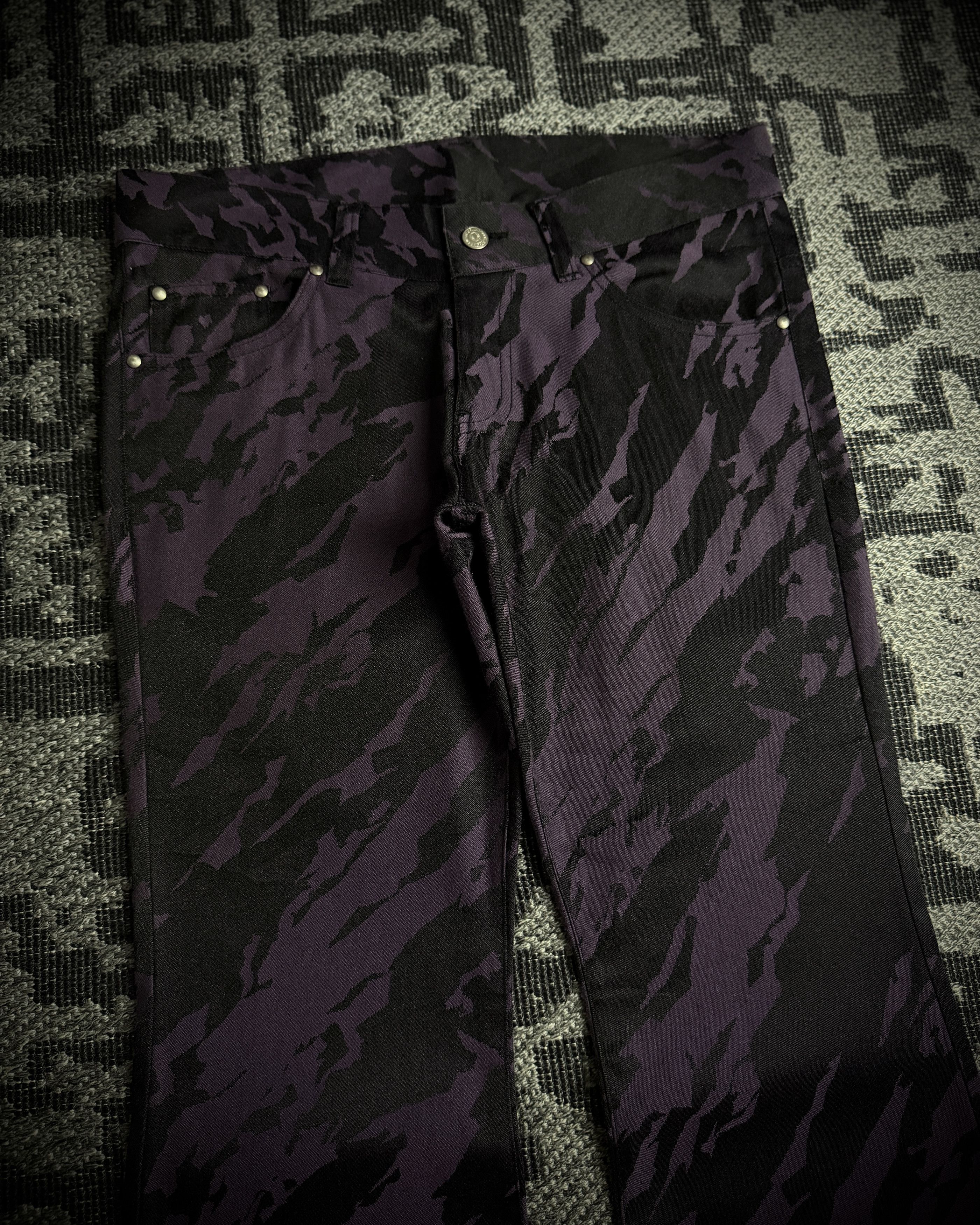 Tornado Mart Tornado Mart Purple Black Abstract Camo Flared Pants Size US 34 / EU 50 - 5 Thumbnail