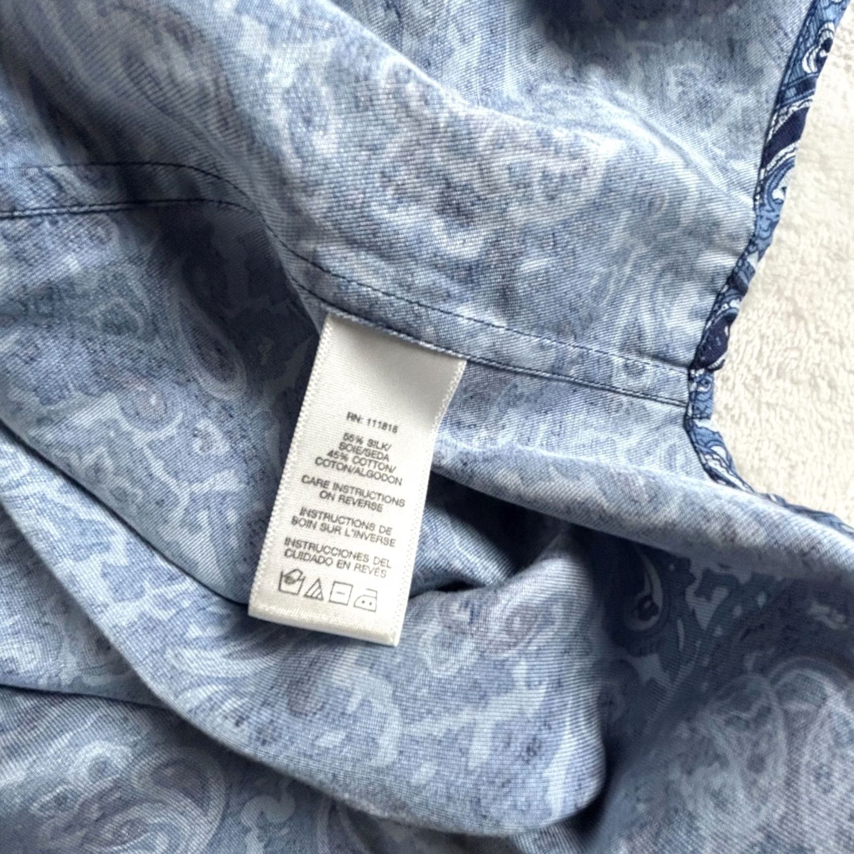 Michael Kors Michael Kors Button-Up Shirt Mens XL Long Sleeve Blue White Paisley Silk Cotton Button-Up Shirt XL Long Sleeve Mens Size US XL / EU 56 / 4 - 8 Thumbnail