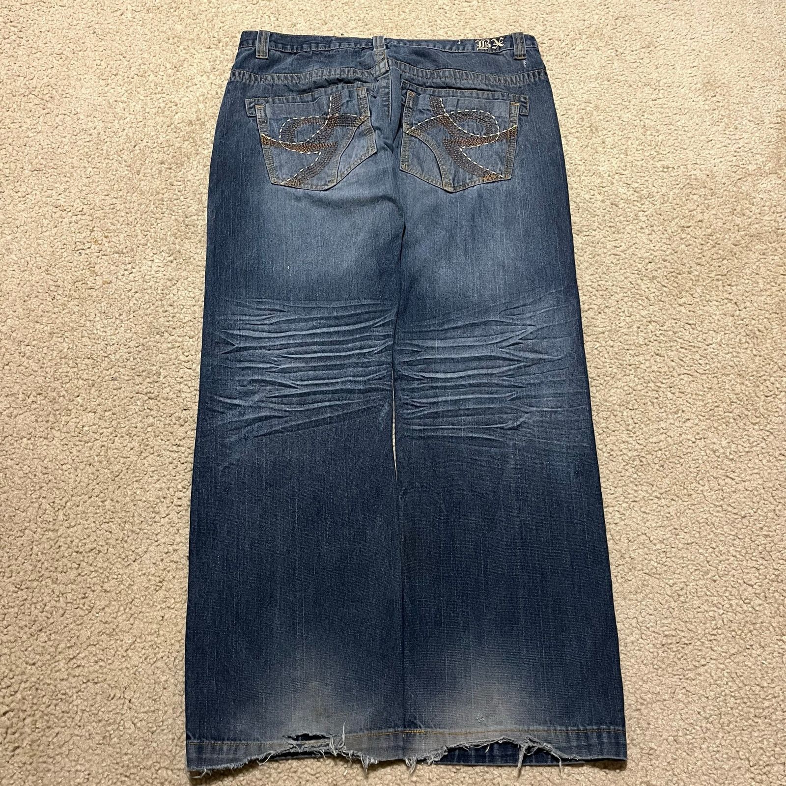 Brooklyn Xpress Brooklyn Xpress Y2K Baggy Skater Embroidered Faded Jeans Size US 38 / EU 54 - 2 Thumbnail