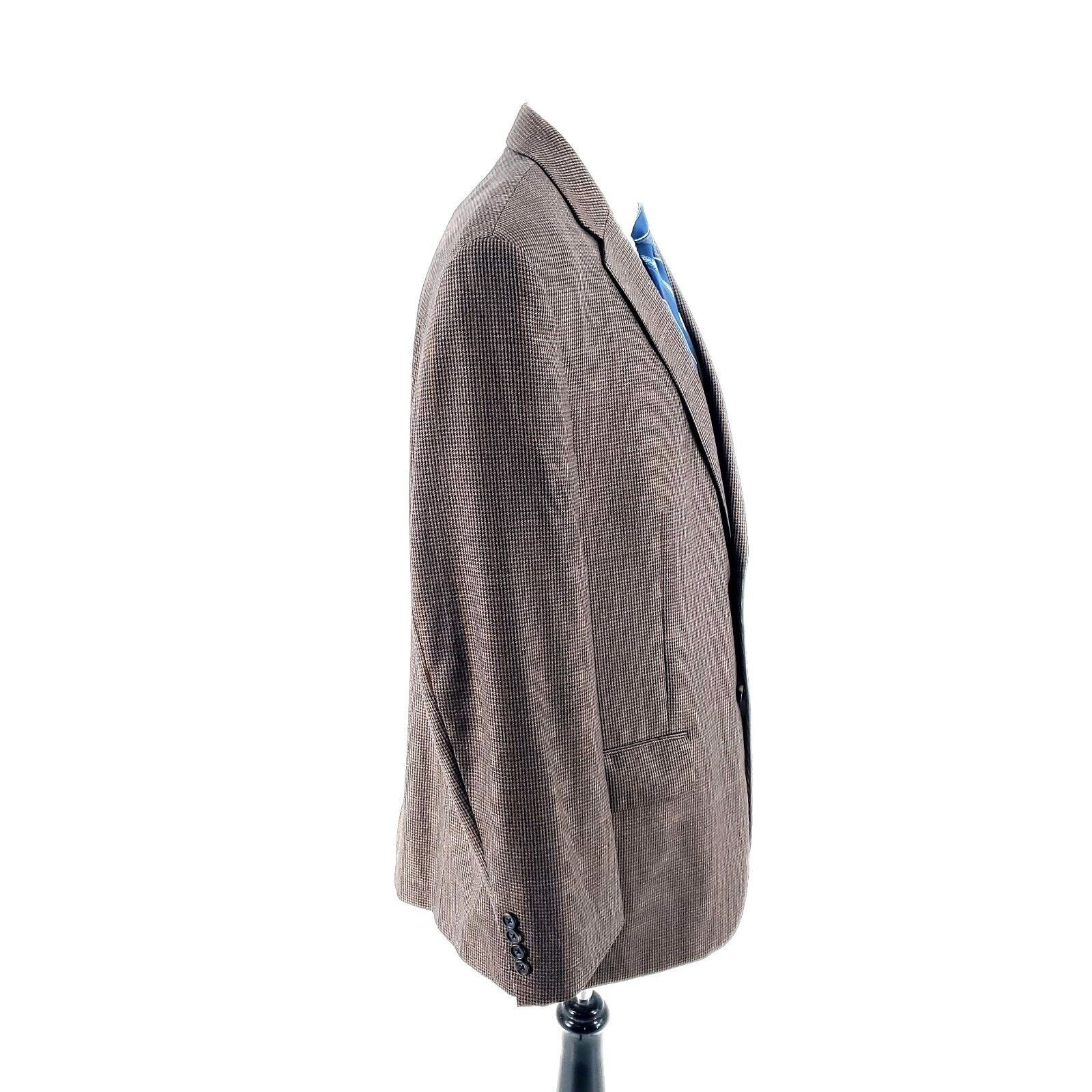 Nautica Nautica Wool 2 Button Sport Coat 44R Beige Blue Brown Hounds Size 44R - 6 Thumbnail