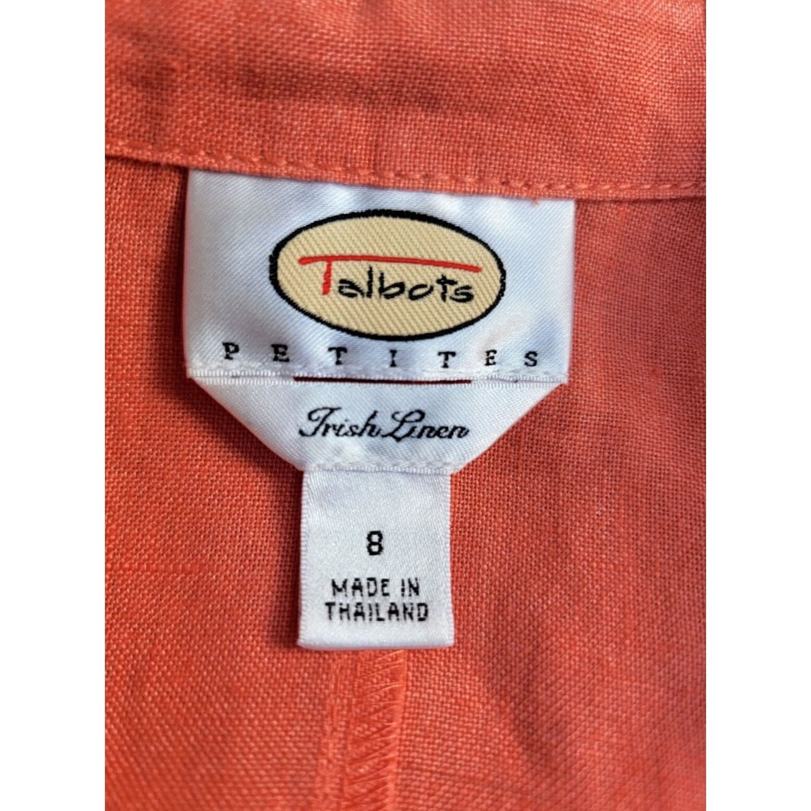 Talbots Talbots Petites Coral Linen Button Front Blazer Jacket 8P Casual Womens Blazer Size M / US 6-8 / IT 42-44 - 3 Thumbnail