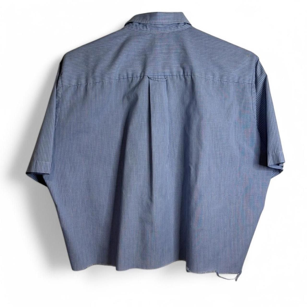 Vintage Vintage 1990s Striped Blue Cropped Boxy Button-Up Shirt Size US S / EU 44-46 / 1 - 5 Thumbnail