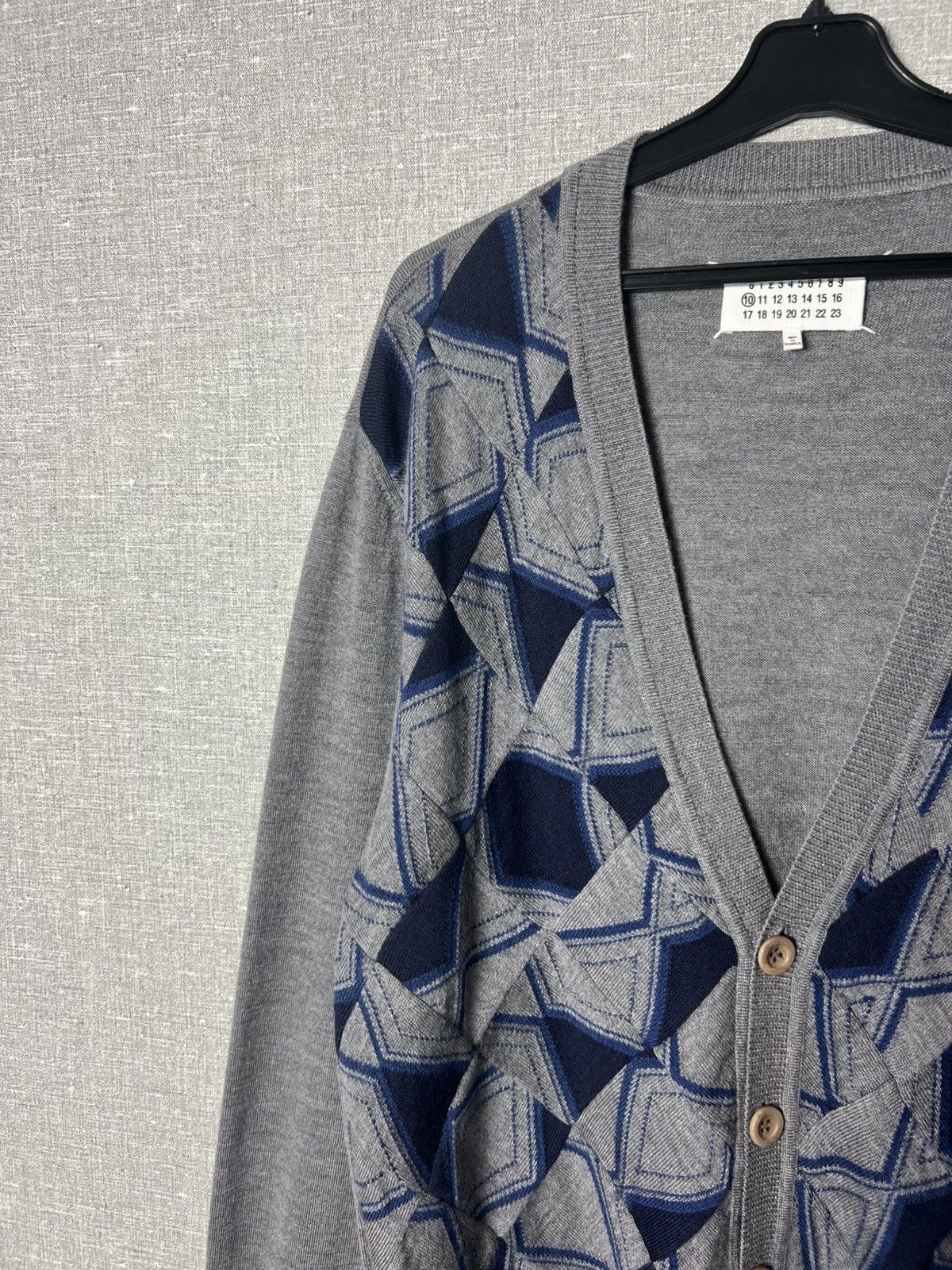 Maison Margiela Maison Margiela Geometric Pattern Wool Cardigan Mens Sweater Size US XL / EU 56 / 4 - 3 Thumbnail