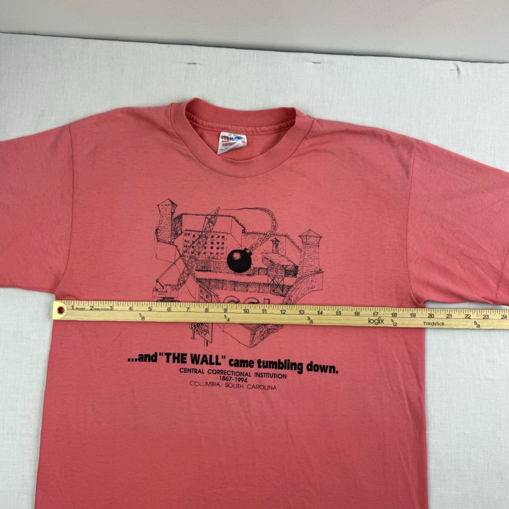 Hanes VINTAGE Hanes Jail Shirt Adult Large Pink South Carolina Correctional Institution 90s Shirt Mens Size US L / EU 52-54 / 3 - 7 Thumbnail