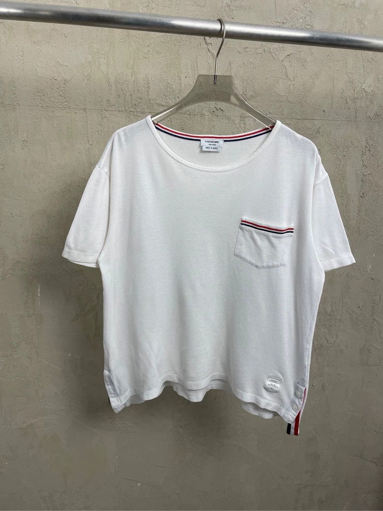 Thom Browne Thom browne White striped women's short-sleeved T-shirt 250 Size S / US 4 / IT 40 - 1 Thumbnail
