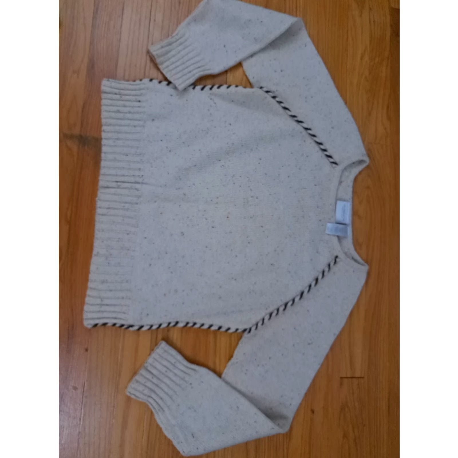 Liz Claiborne Liz Claiborne Sweat e r Knit Cotton Roped Trim Sweater Large Women Cream Long Sleeve Round Neck Pullover 21in Long 21in Pit to Pit Size L / US 10 / IT 46 - 3 Thumbnail