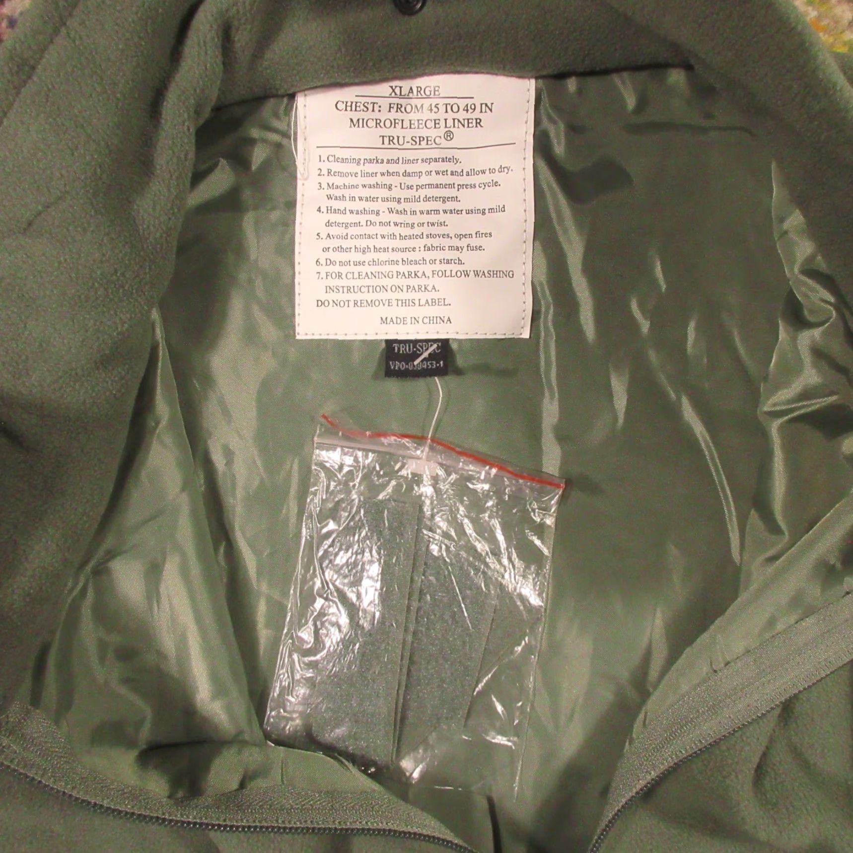 Vintage TRU-SPEC Jacket Full Zip Microfleece Liner XL Foliage Green Military Outdoor Mens Size US XL / EU 56 / 4 - 5 Thumbnail