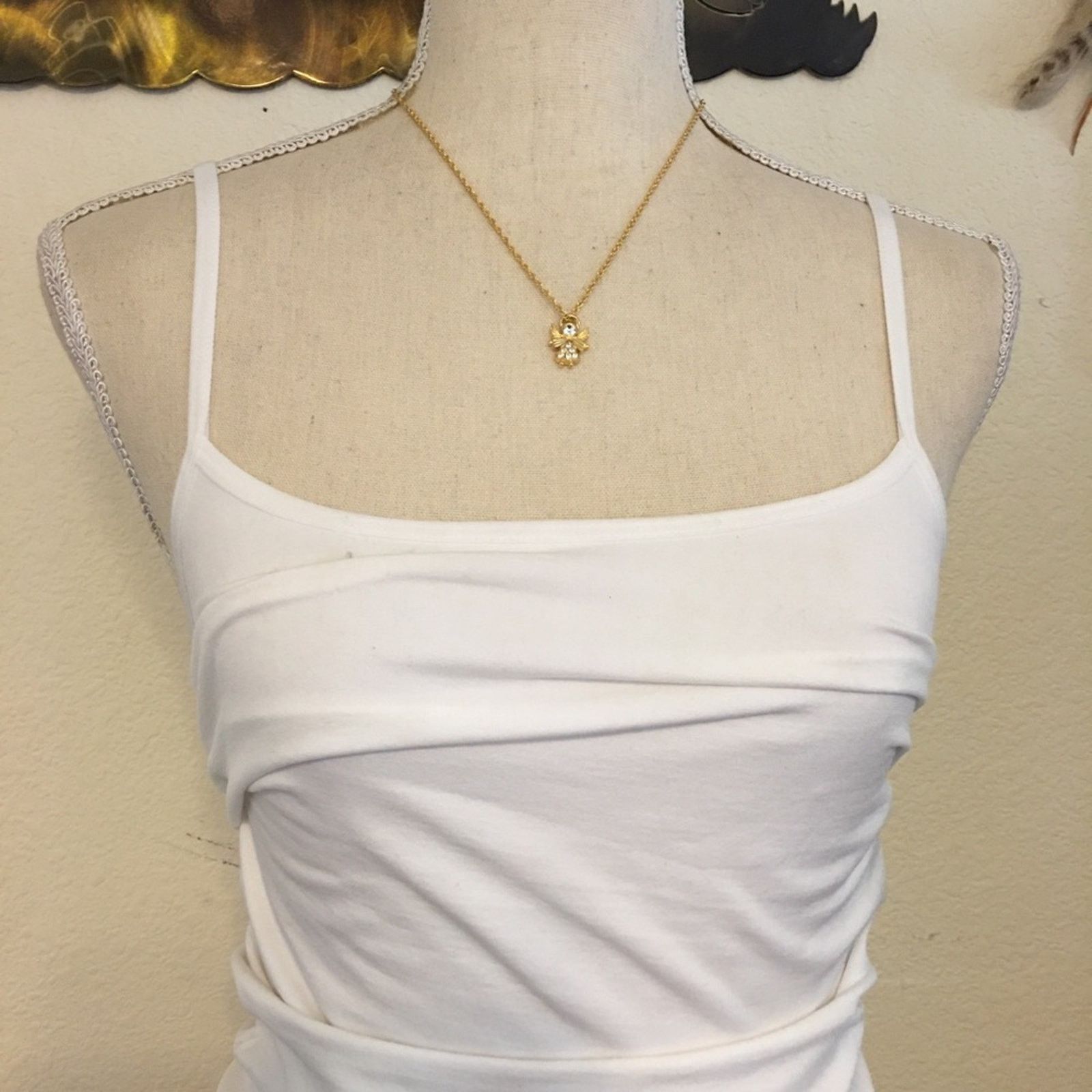 Vintage Vintage CAMCO gold tone crystal angel necklace Size ONE SIZE - 3 Thumbnail