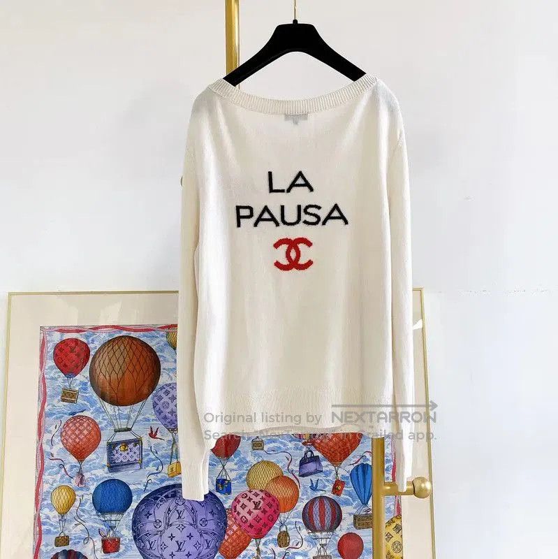Chanel Chanel Embroidered White Cashmere Sweater for Women . Size XL / US 12-14 / IT 48-50 - 2 Thumbnail