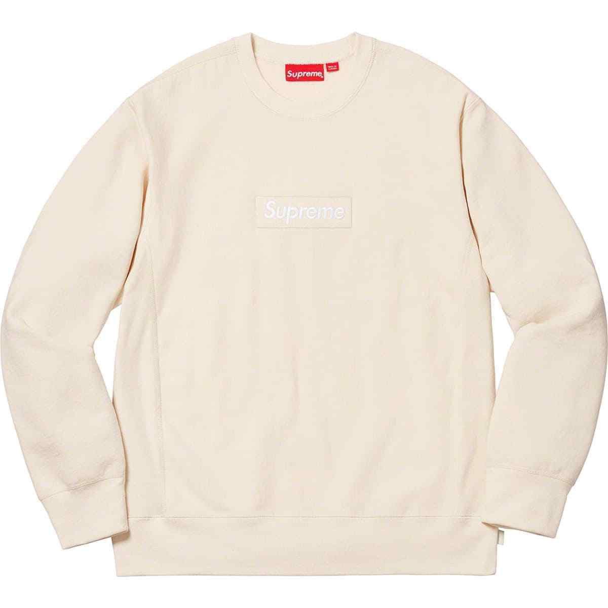 Supreme ‘18 Natural Box Logo Crewneck Size US M / EU 48-50 / 2 - 3 Thumbnail