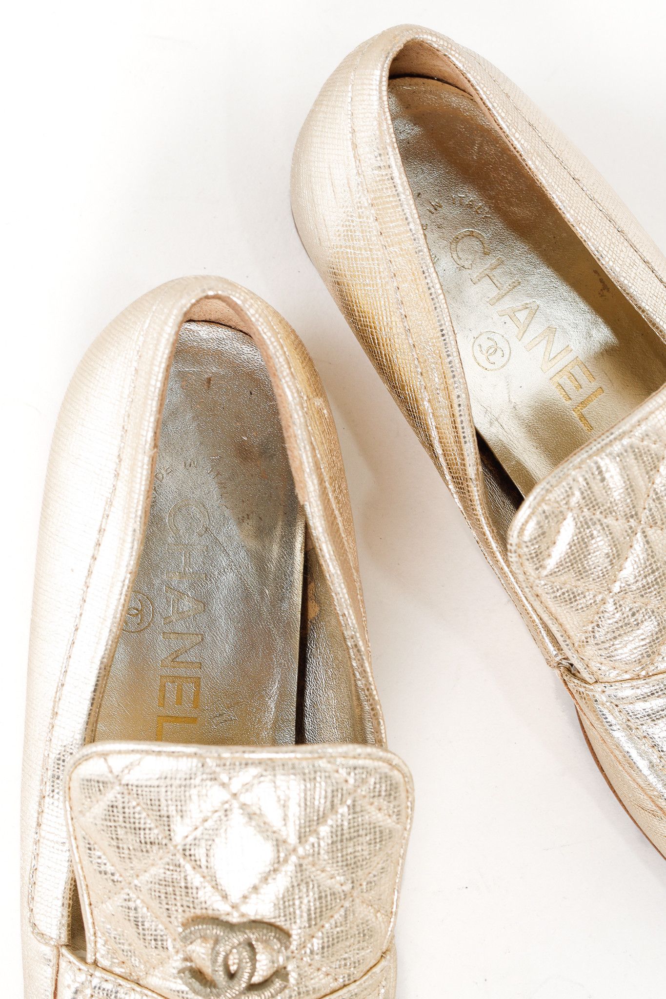 Chanel Chanel Gold CC Quilted Leather Loafers Size US 6 / IT 36 - 10 Thumbnail