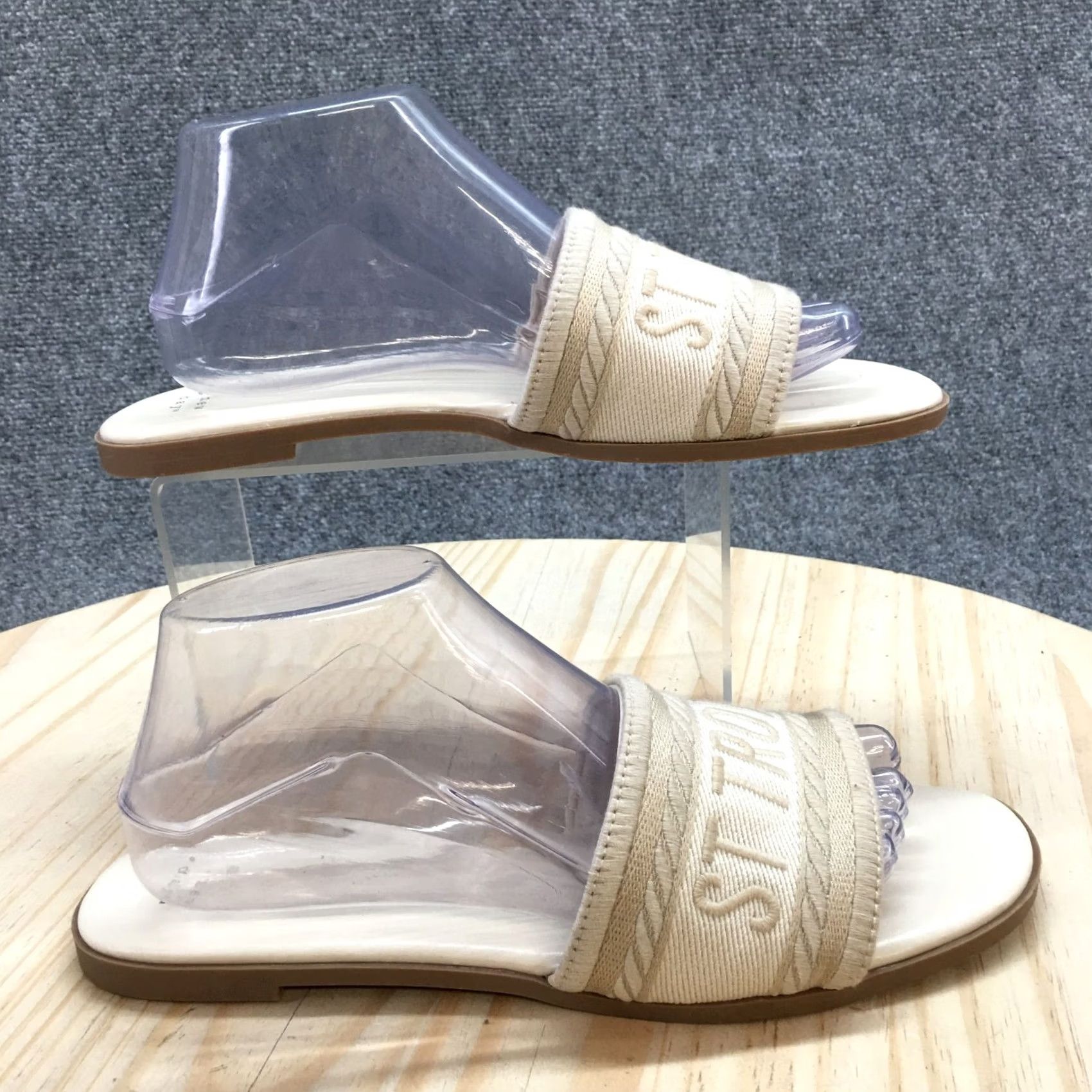 Vintage A New Day Sandals Womens 9.5 M Slip On Slides Beige Open Toe Casual St Tropez Size US 10 / IT 40 - 2 Thumbnail