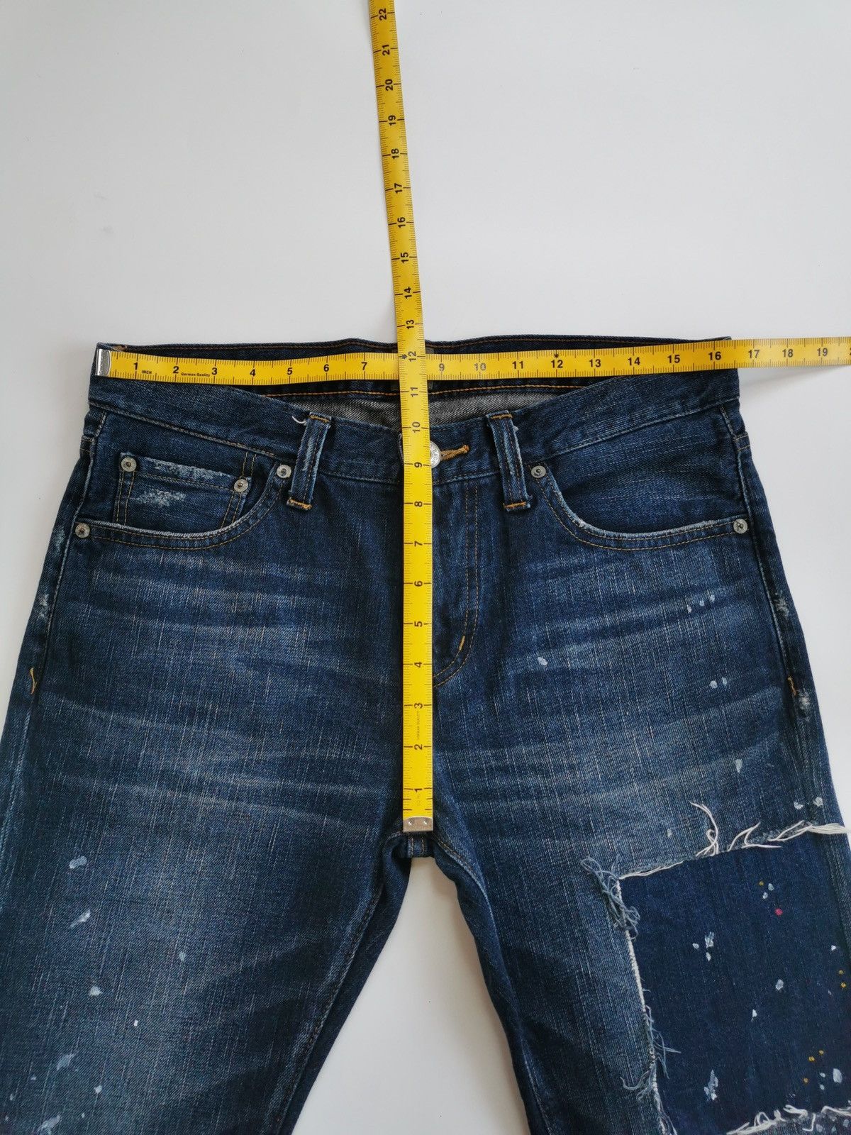 Vintage Back Number Patchwork Reworked Ankle Jeans Vintage Size US 33 - 9 Thumbnail