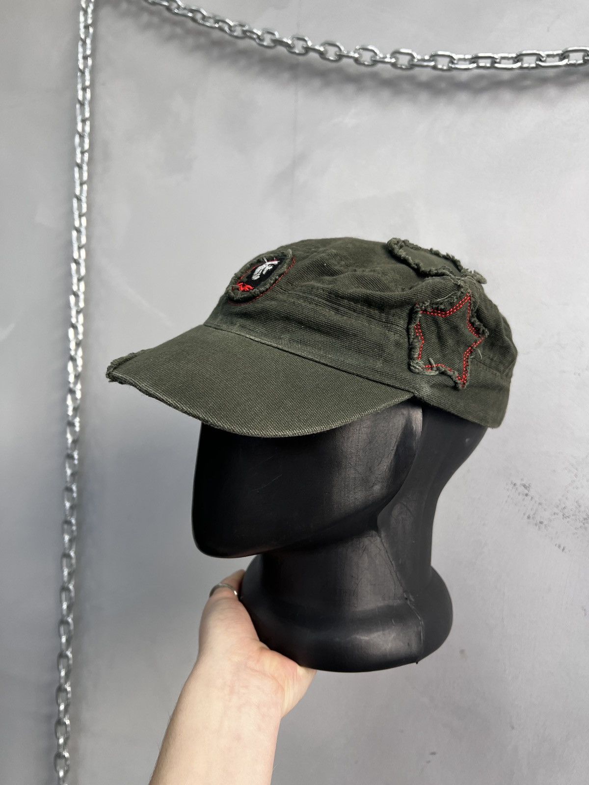 Japanese Brand Military cadet cap che Guevara distressed retro style y2k Size ONE SIZE - 3 Thumbnail