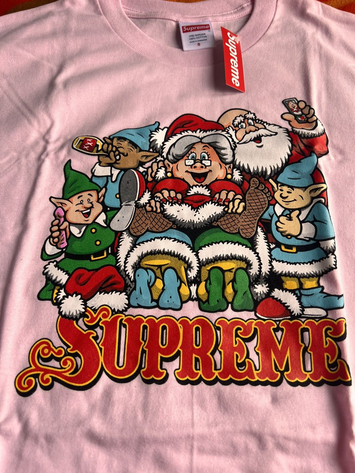 Supreme S - Supreme Naughty Tee Pink santa tshirt Dwarfs holiday Size US S / EU 44-46 / 1 - 12 Thumbnail