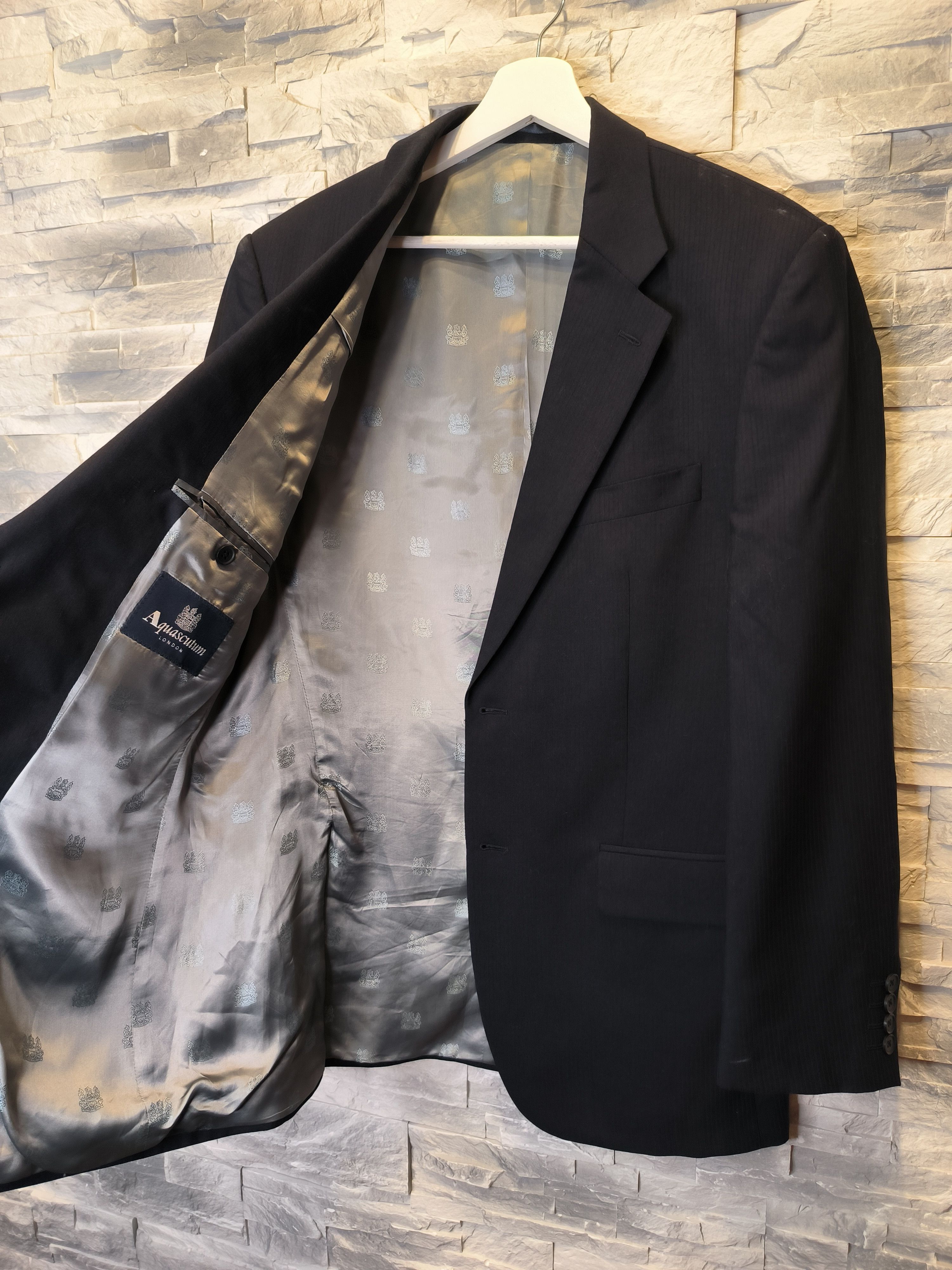 Aquascutum Aquascutum Suit Jacket Navy Logo Vintage Wool Size 42R - 2 Thumbnail