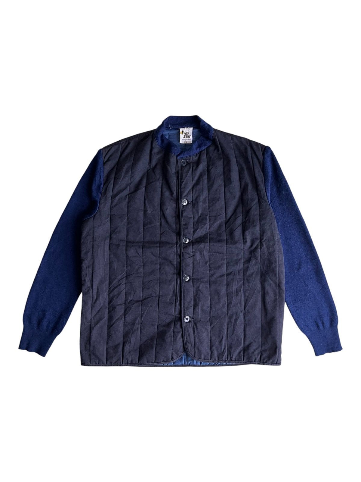 Vintage 1995 Guy Leroy 🇫🇷 Quilted Gilet Knit Sleeve Worker Jacket Size US L / EU 52-54 / 3 - 2 Thumbnail