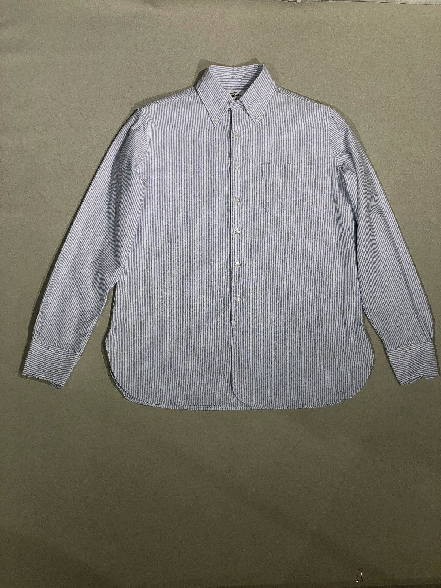 Fortela FORTELA Blue White Stripe Oxford Shirt Size US M / EU 48-50 / 2 - 1 Thumbnail