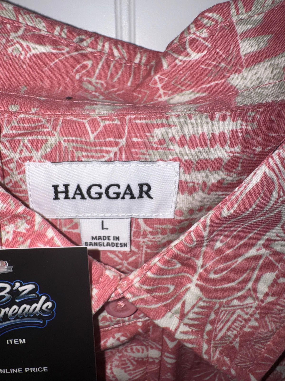 Haggar Haggar Men's Large Red Patterned Short Sleeve Shirt Size US L / EU 52-54 / 3 - 3 Thumbnail