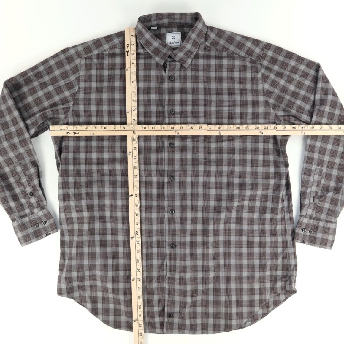 David Donahue David Donahue Cotton Gingham Long Sleeve Button Up Shirt Brown Men's 2XL Size US XXL / EU 58 / 5 - 3 Thumbnail