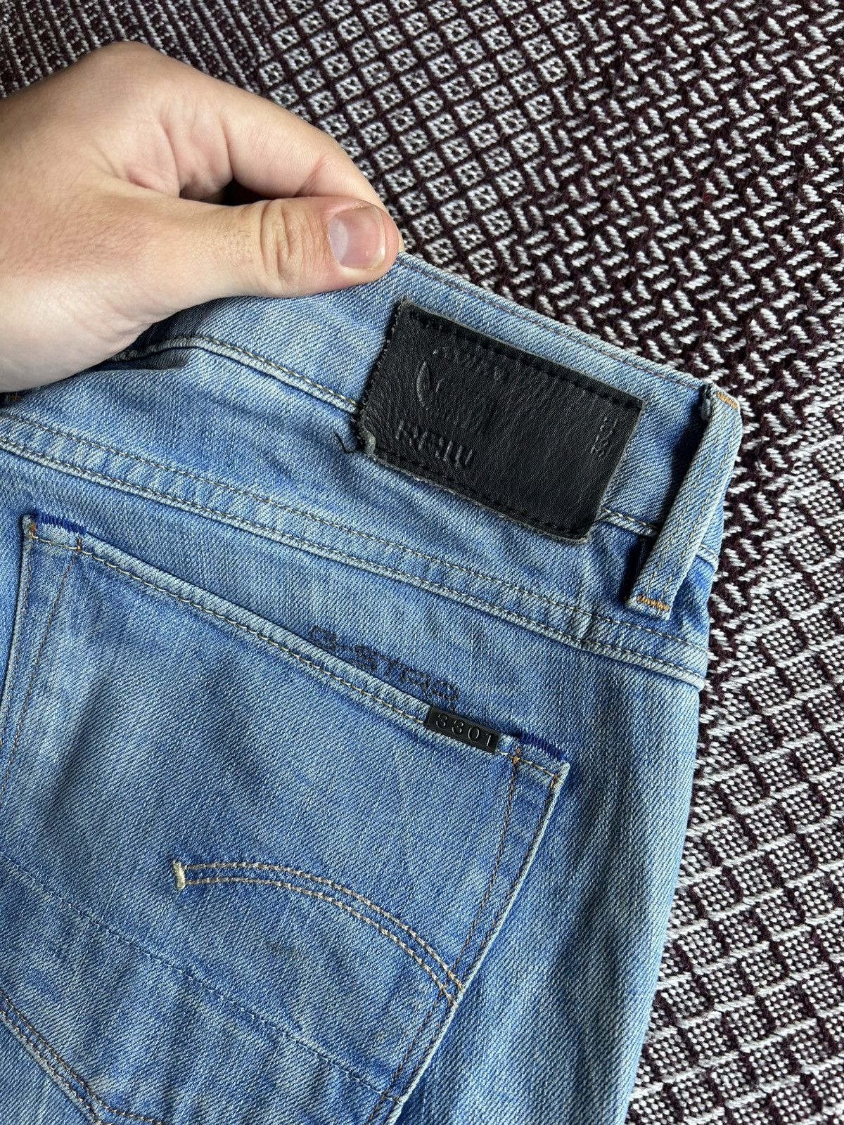 G-Star G-star Raw 3301 Straight Denim Jeans Faded Distressed Sz 31 Size US 31 - 5 Thumbnail