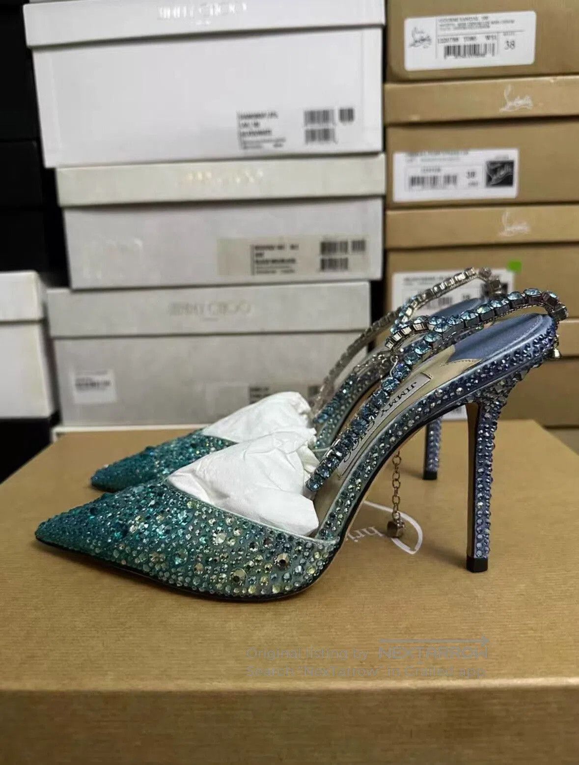 Jimmy Choo Jimmy Choo Blue Crystal Rhinestone Heels. Size US 6.5 / IT 36.5 - 5 Thumbnail