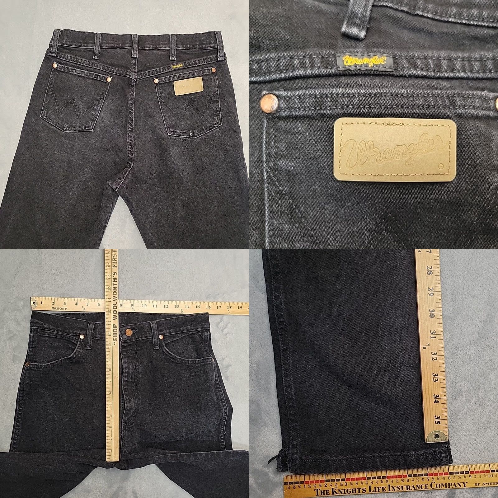 Wrangler VINTAGE Wrangler Jeans Mens 32x38 Distressed Black Denim Western Cowboy Pants A001 Size US 32 / EU 48 - 8 Thumbnail