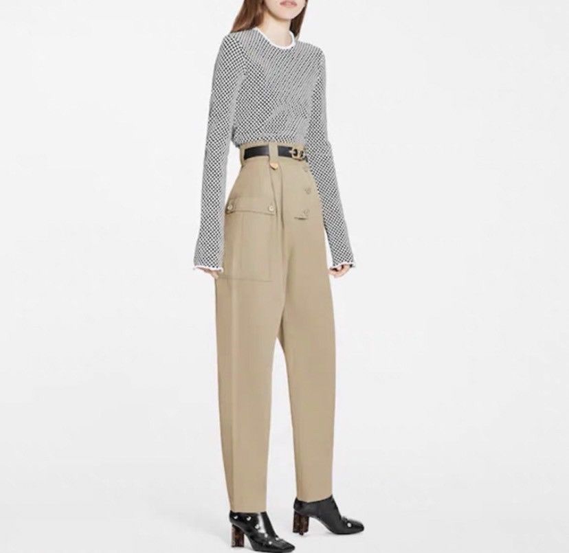 Louis Vuitton Louis Vuitton Khaki Cotton Buckle Decor Casual Pants K26WX Size 24" / US 00 / IT 34 - 8 Thumbnail