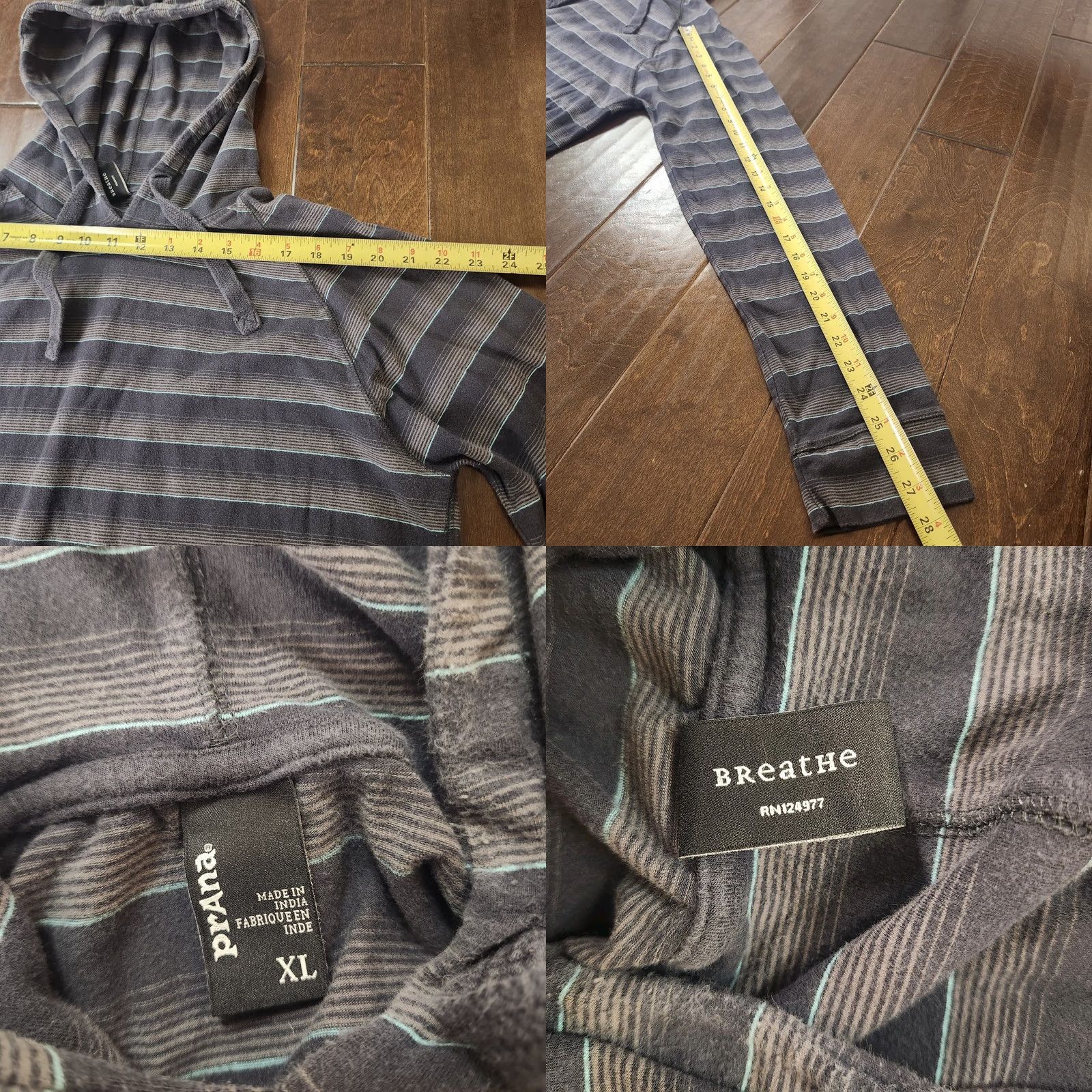 Bravado Breathe Brava Mens XL Striped Pullover Hoodie Lightweight Surf Skate Colorful Multicolor Cotton Spandex Drawstring Shirt Mens XL Hoodie Size US XL / EU 56 / 4 - 9 Thumbnail