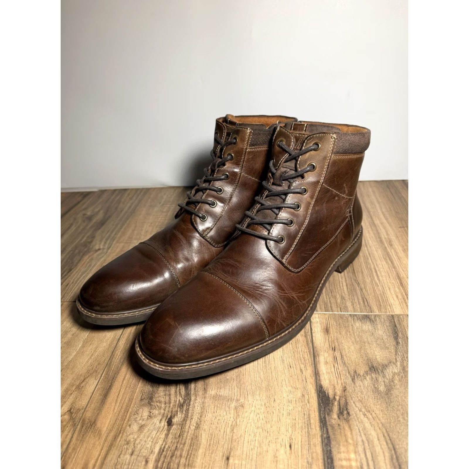 Florsheim Florsheim Chalet Cap Toe Boots Chestnut Brown Size 12 Men Boots Leather Cap Toe Chukka Zip Lace Up Casual M Brown Mens Size ONE SIZE - 2 Thumbnail