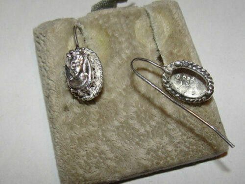 Designer Sterling Silver Victorian Inspired Cameo Drop Earrings Size ONE SIZE - 3 Thumbnail