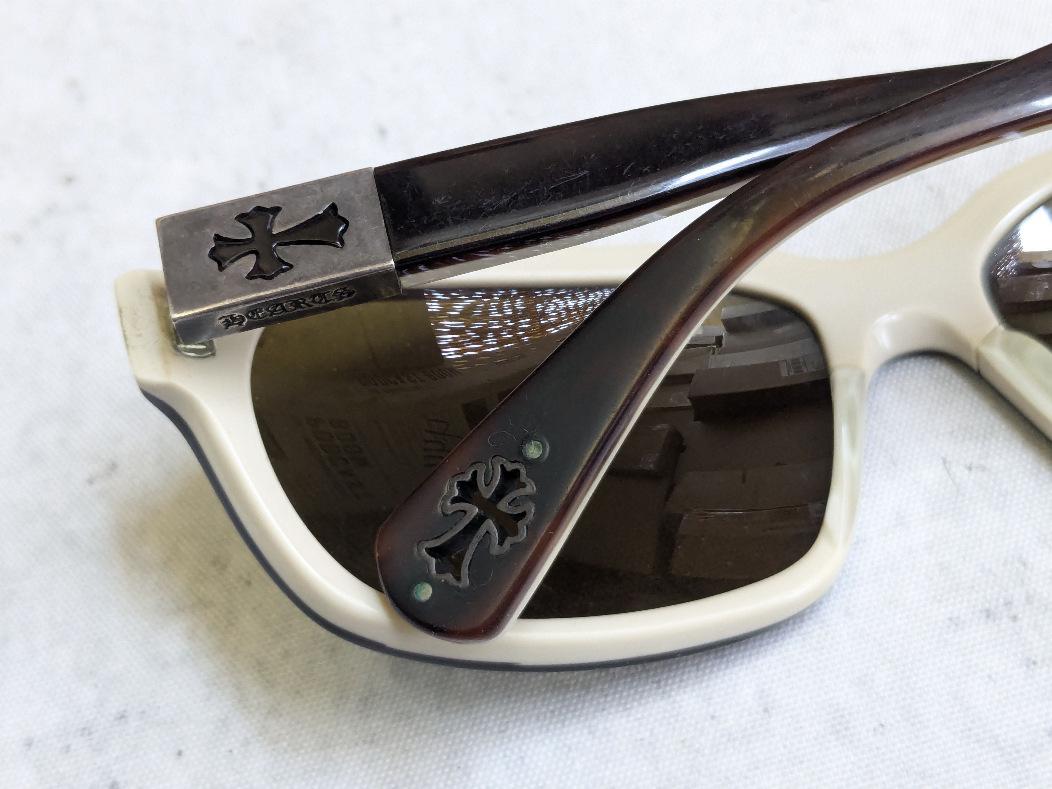 Chrome Hearts Chrome Hearts Sunglasses Injected Green Brown Cross Size ONE SIZE - 14 Thumbnail