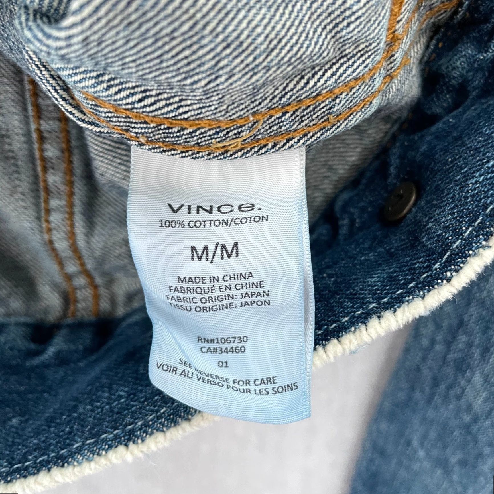 Vince Vince Womens Jacket Denim Blue Medium Regular Short Sleeve Long Sleeve Button Front Collared Pockets Classic Basic Jacket Mens Womens Size 32" / US 10 / IT 46 - 7 Thumbnail