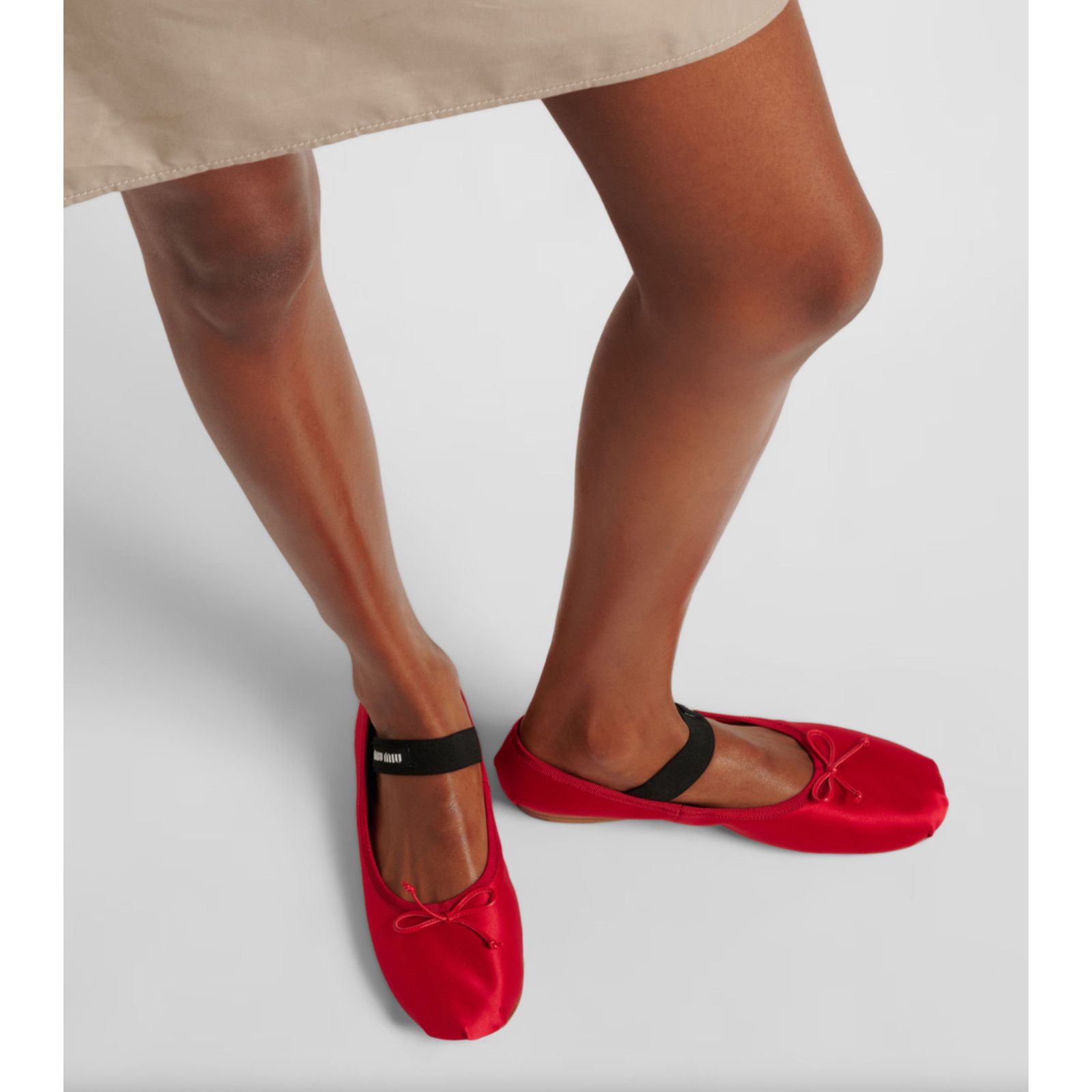 Miu Miu Miu Miu Satin Rosso Red Black White Logo Strap Bow Size US 9 / IT 39 - 5 Thumbnail