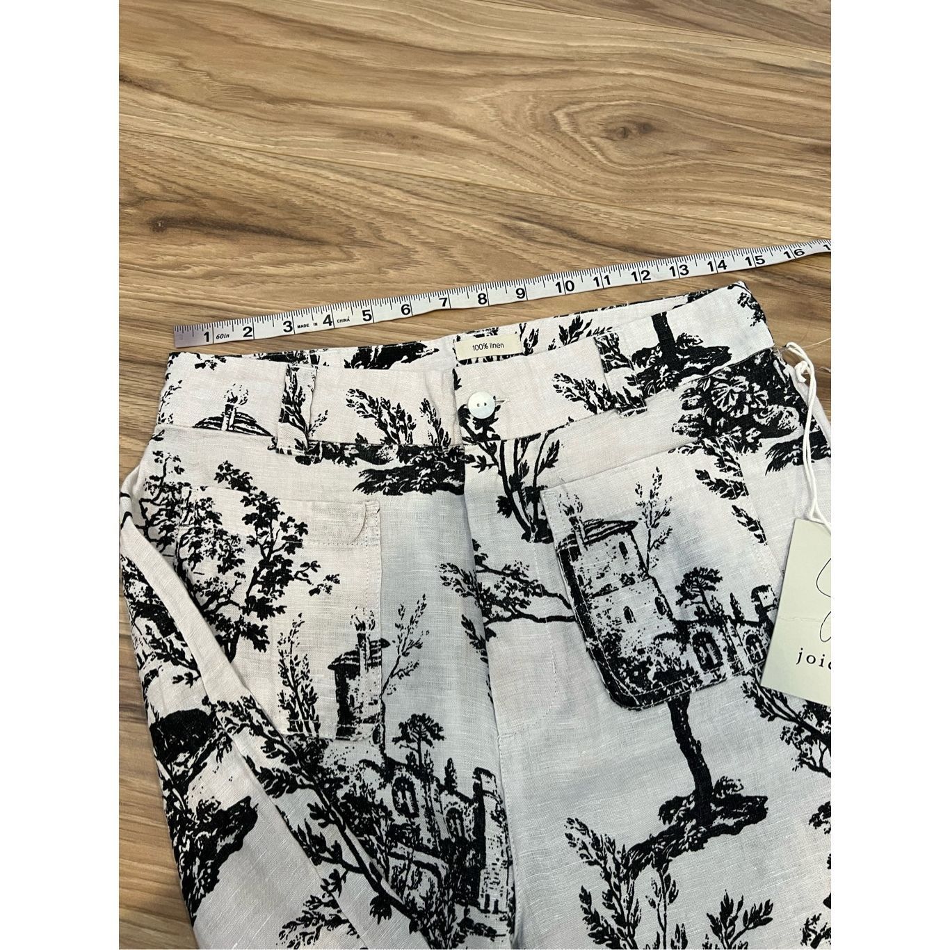 Joie Joie NWT Pants Wide Leg Linen Tree Printed Ivory/Black Pocke Size 30" / US 8 / IT 44 - 5 Thumbnail