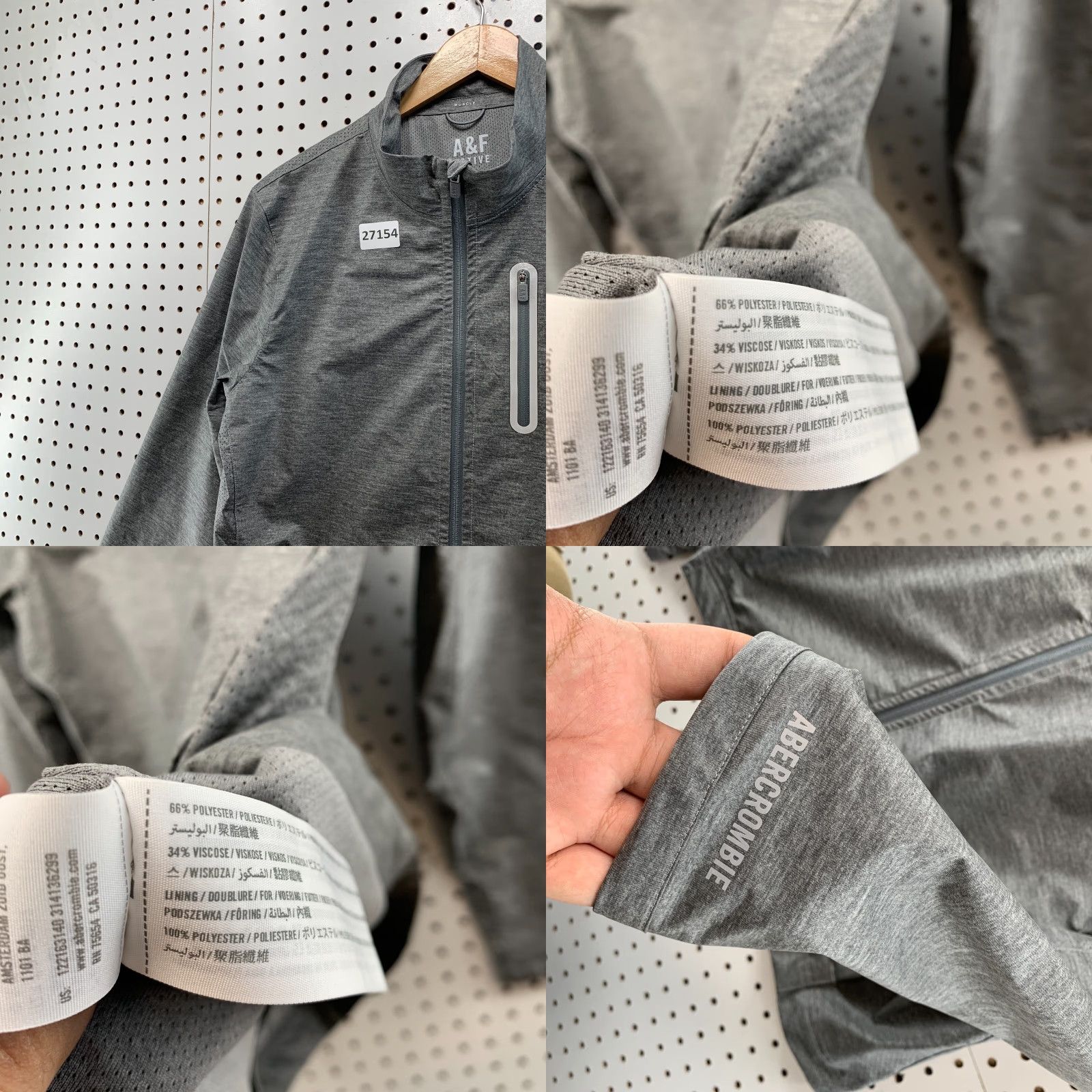 Abercrombie & Fitch Abercrombie & Fitch A&F Active Full Zip WAXED Jacket Gray Adult Medium Size US M / EU 48-50 / 2 - 8 Thumbnail