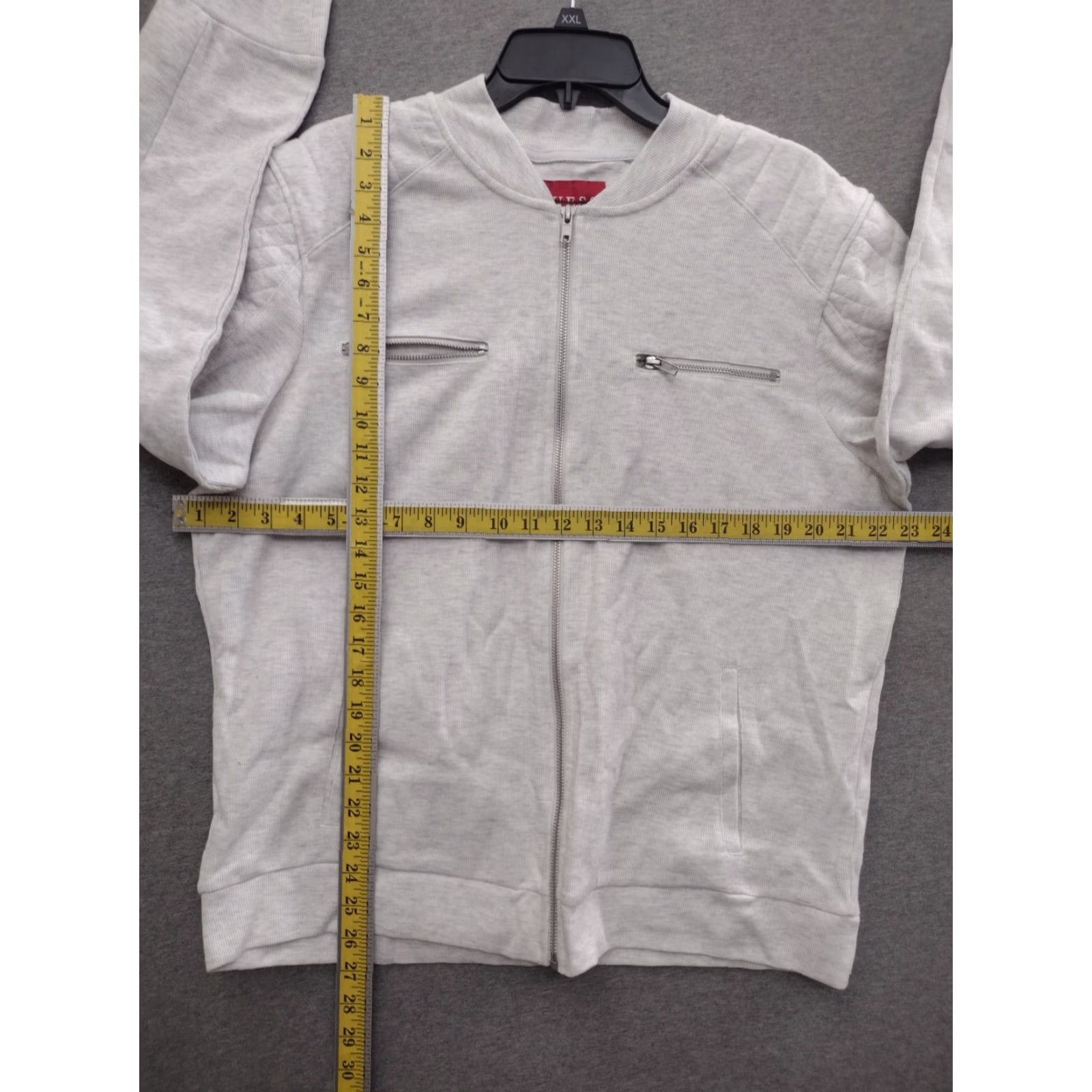 Guess Guess Men's Moto Jacket Color Light Grey Size L With Zipper Pockets Size US L / EU 52-54 / 3 - 4 Thumbnail