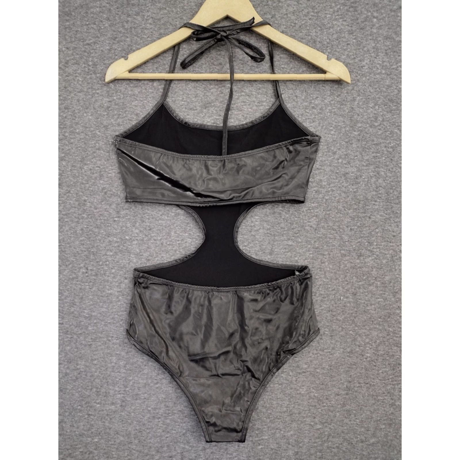 Vintage Codigo Women's One Piece Black Faux Leather Cut Out Sides Swimsuit Size S Size ONE SIZE - 2 Thumbnail