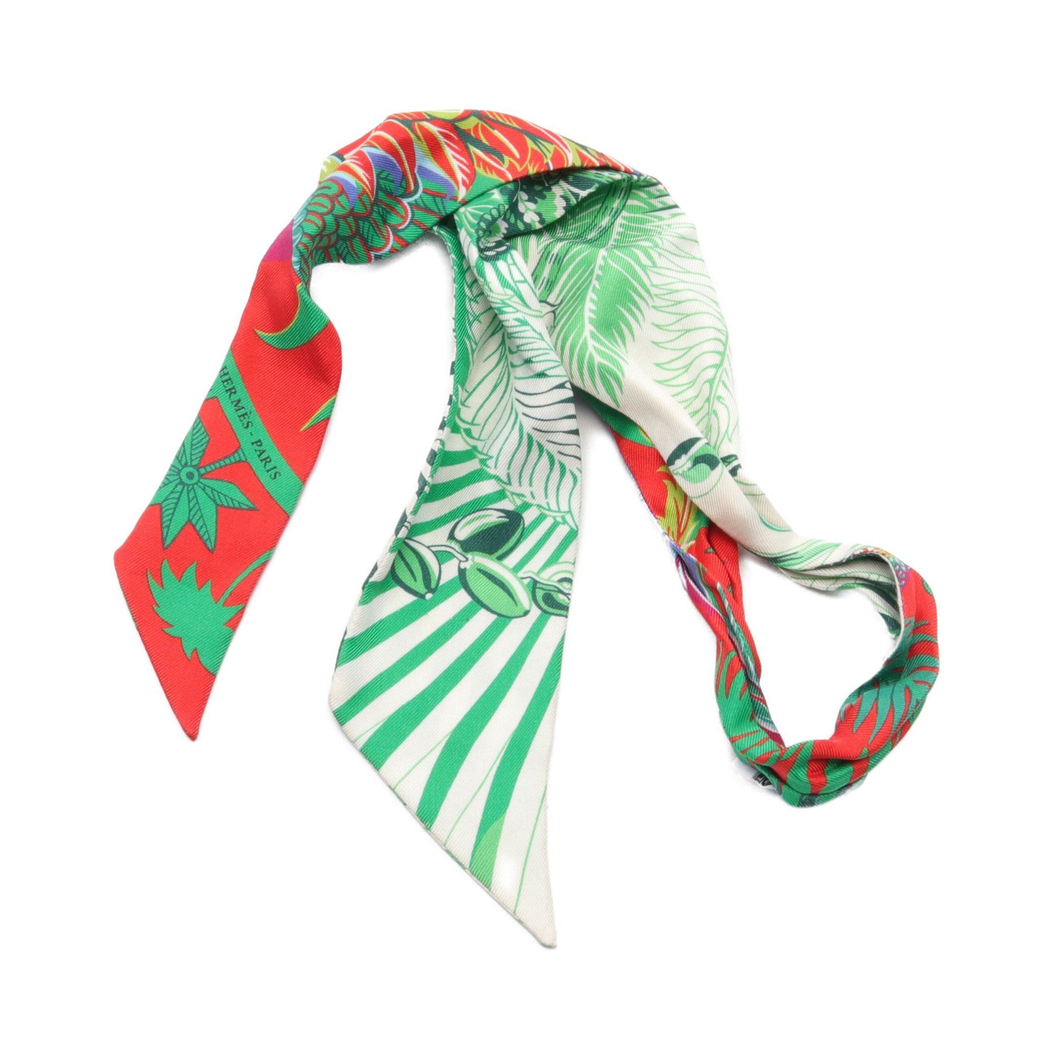 Hermes Hermes Twilly Mythiques Phoenix Scarf Silk Red Green Multicolor Size ONE SIZE - 1 Thumbnail