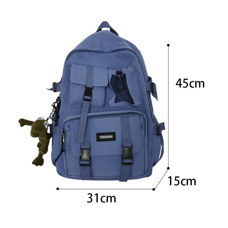 Japanese Brand School Backpack Black Nylon Bagpack Size ONE SIZE - 4 Thumbnail