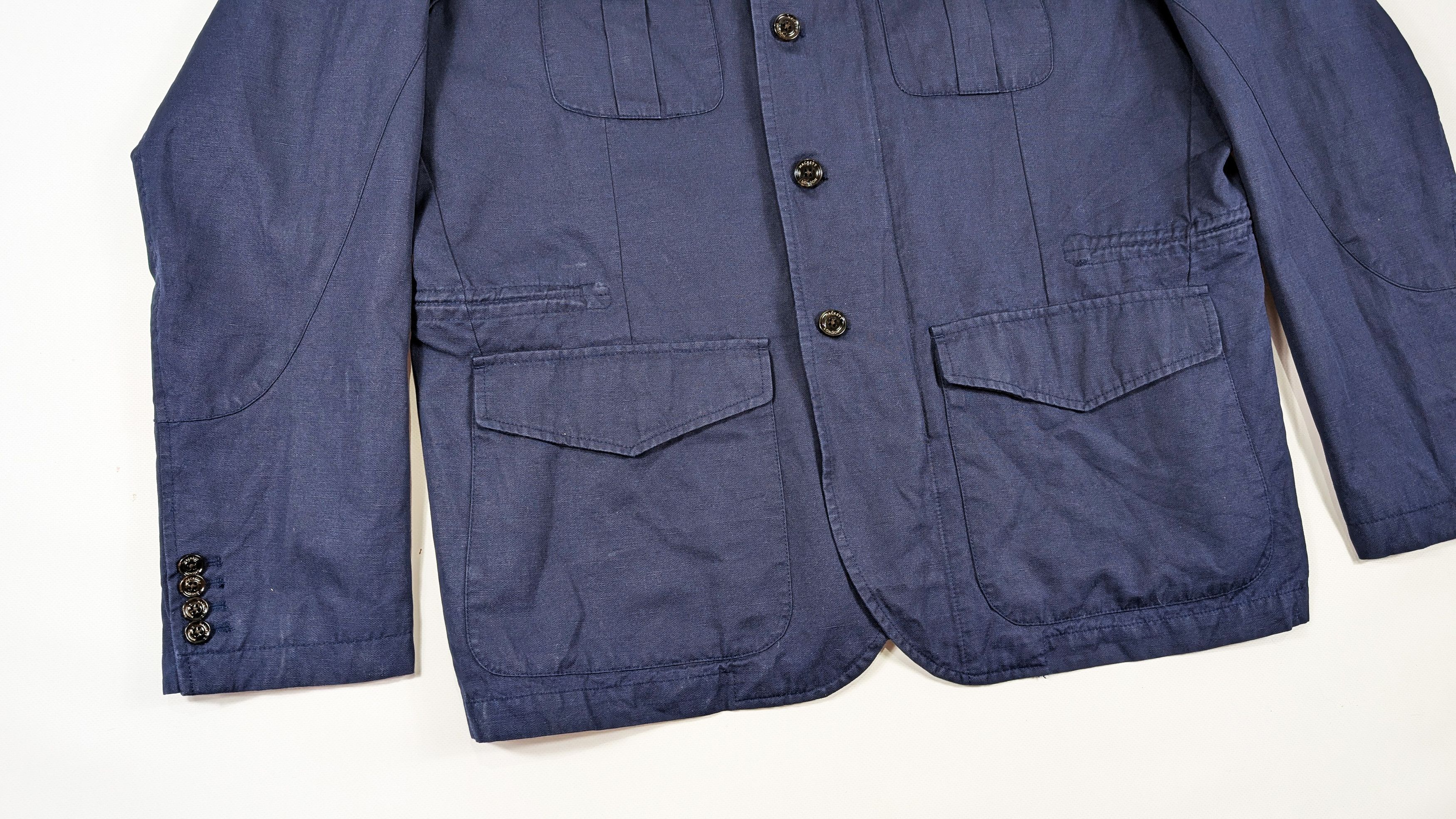 Hackett Hackett London Waxed Cotton Linen Safari Navy Jacket Size US XXL / EU 58 / 5 - 3 Thumbnail